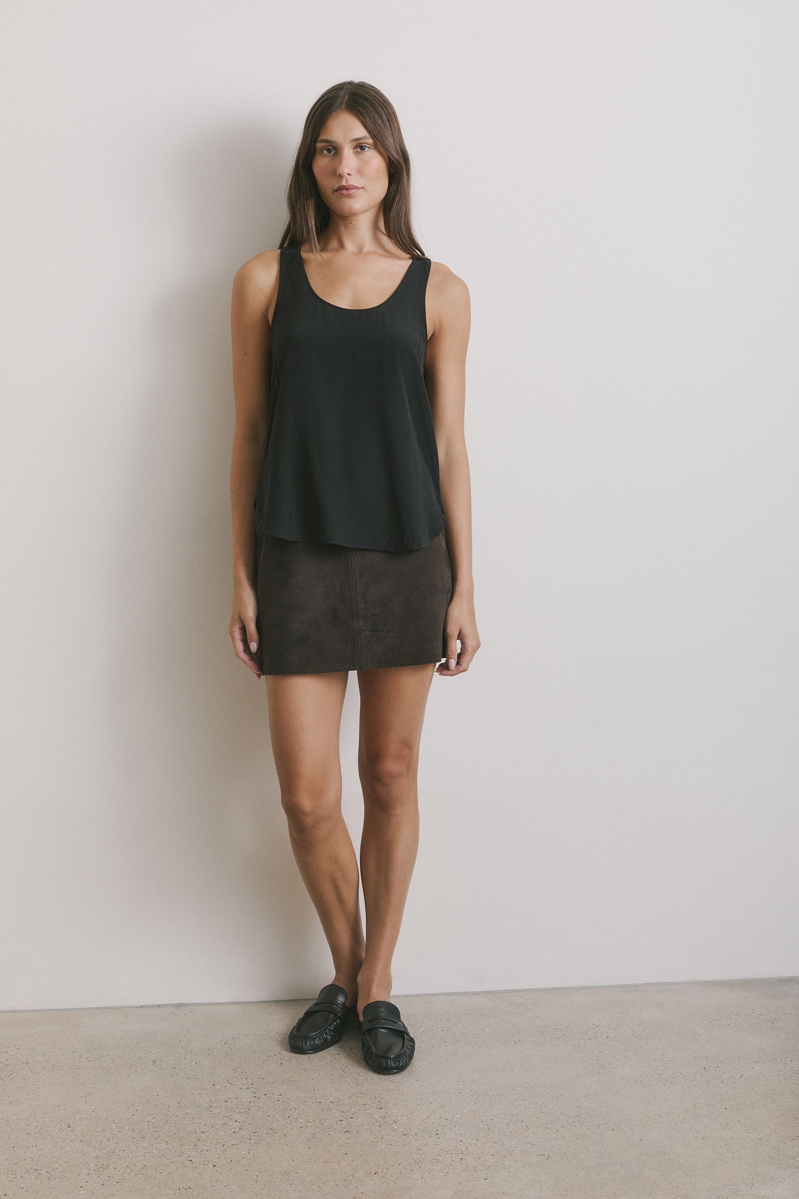 Hero Leather Mini Skirt - Chocolate Suede