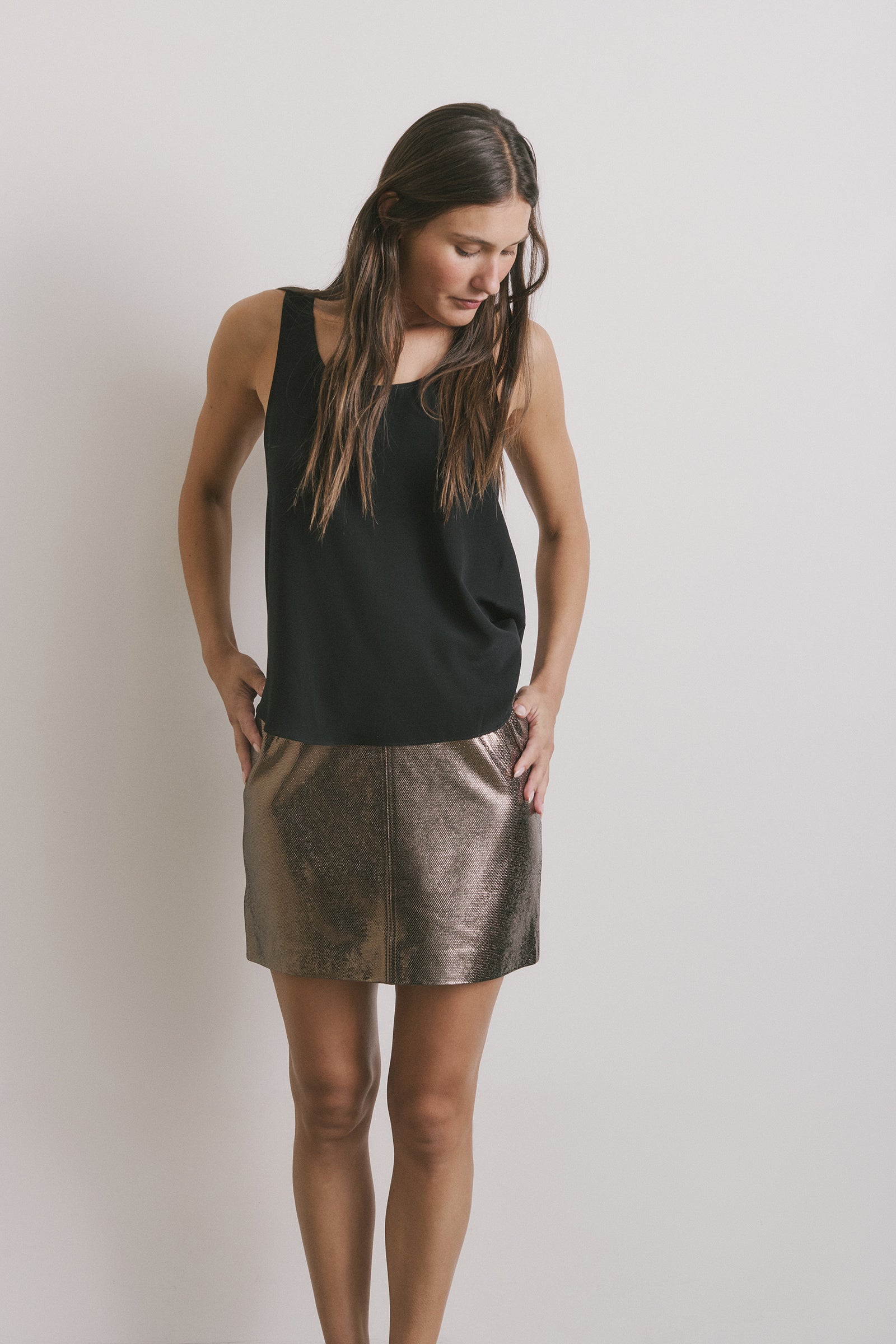 Hero Leather Mini Skirt - Gun Metal