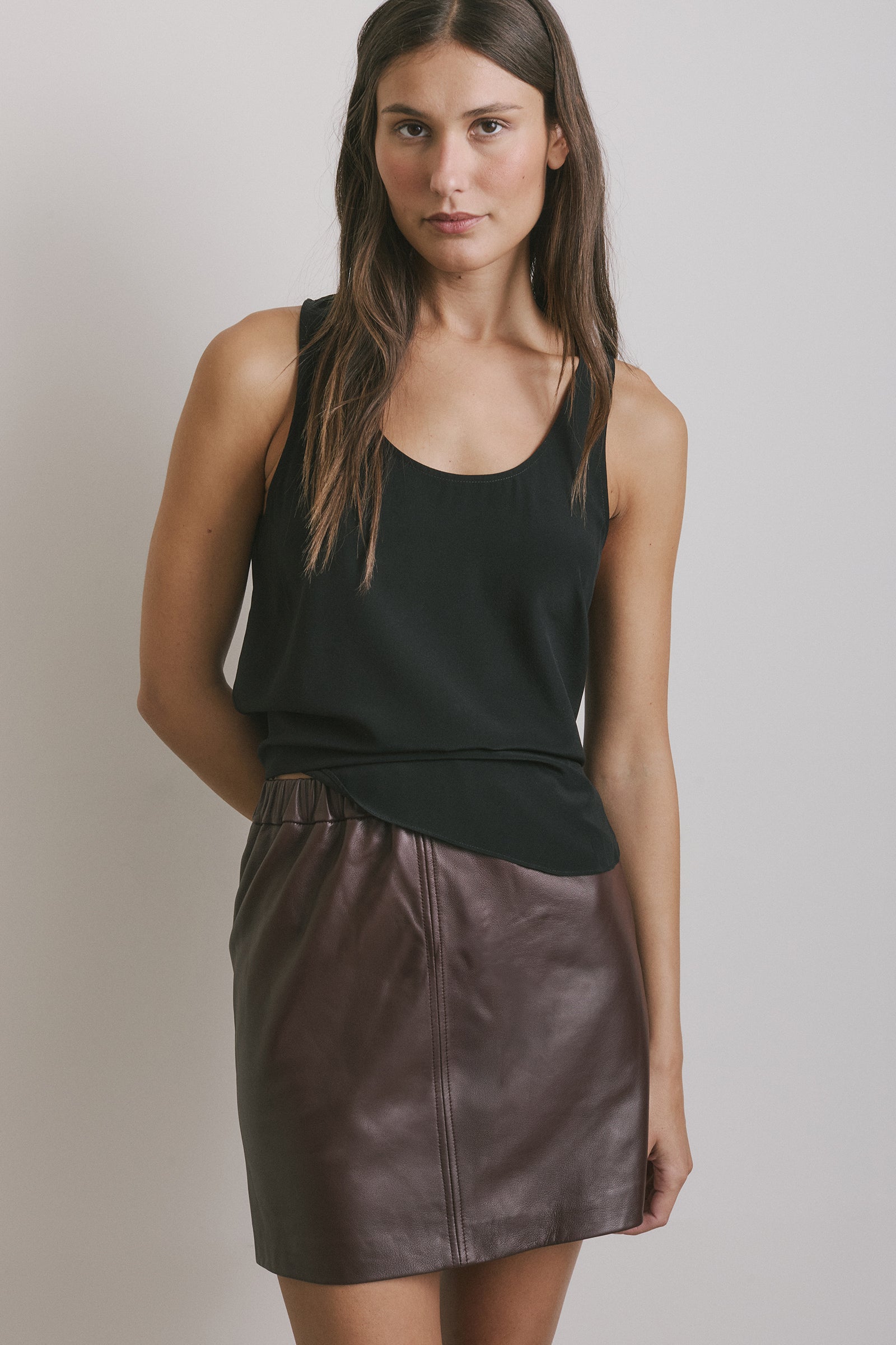 Hero Leather Mini Skirt - Amaranto