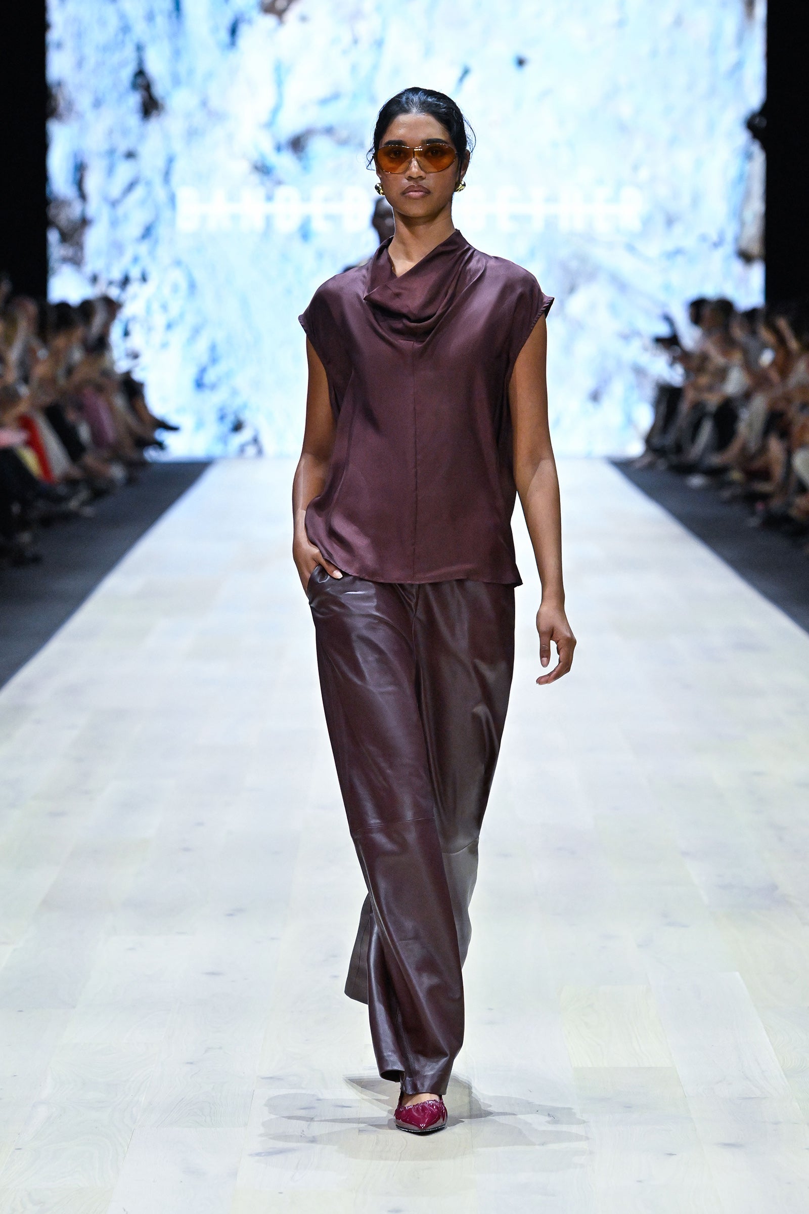 Relaxed Leather Pant - Amaranto