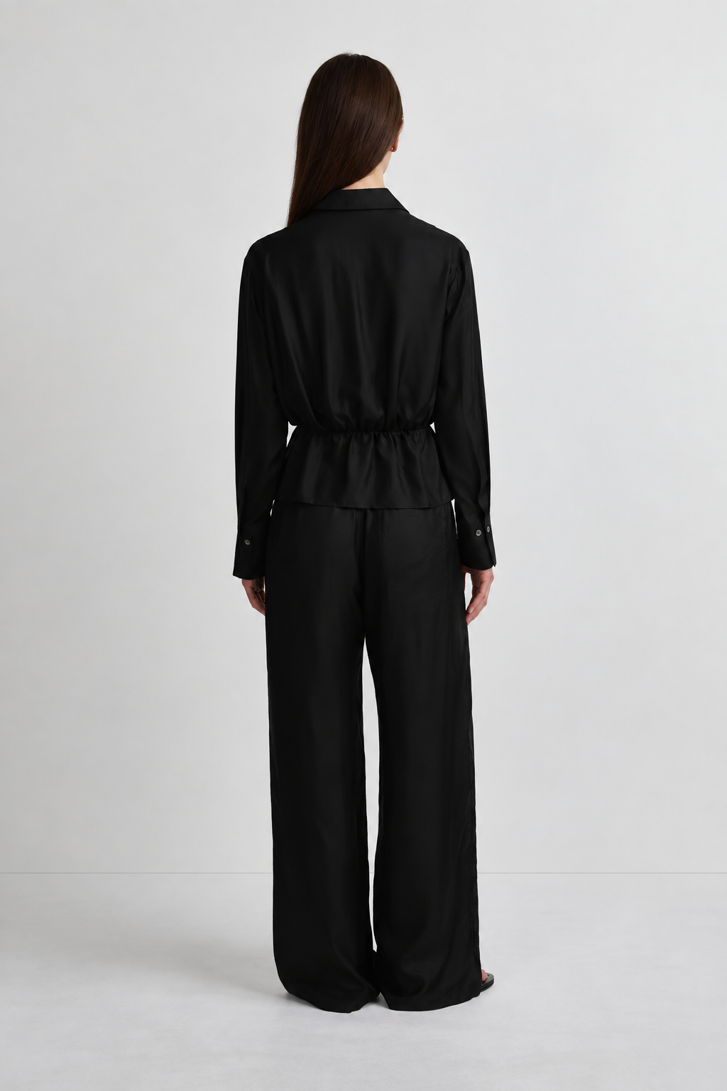 Wrap Shirt - Black Silk Twill