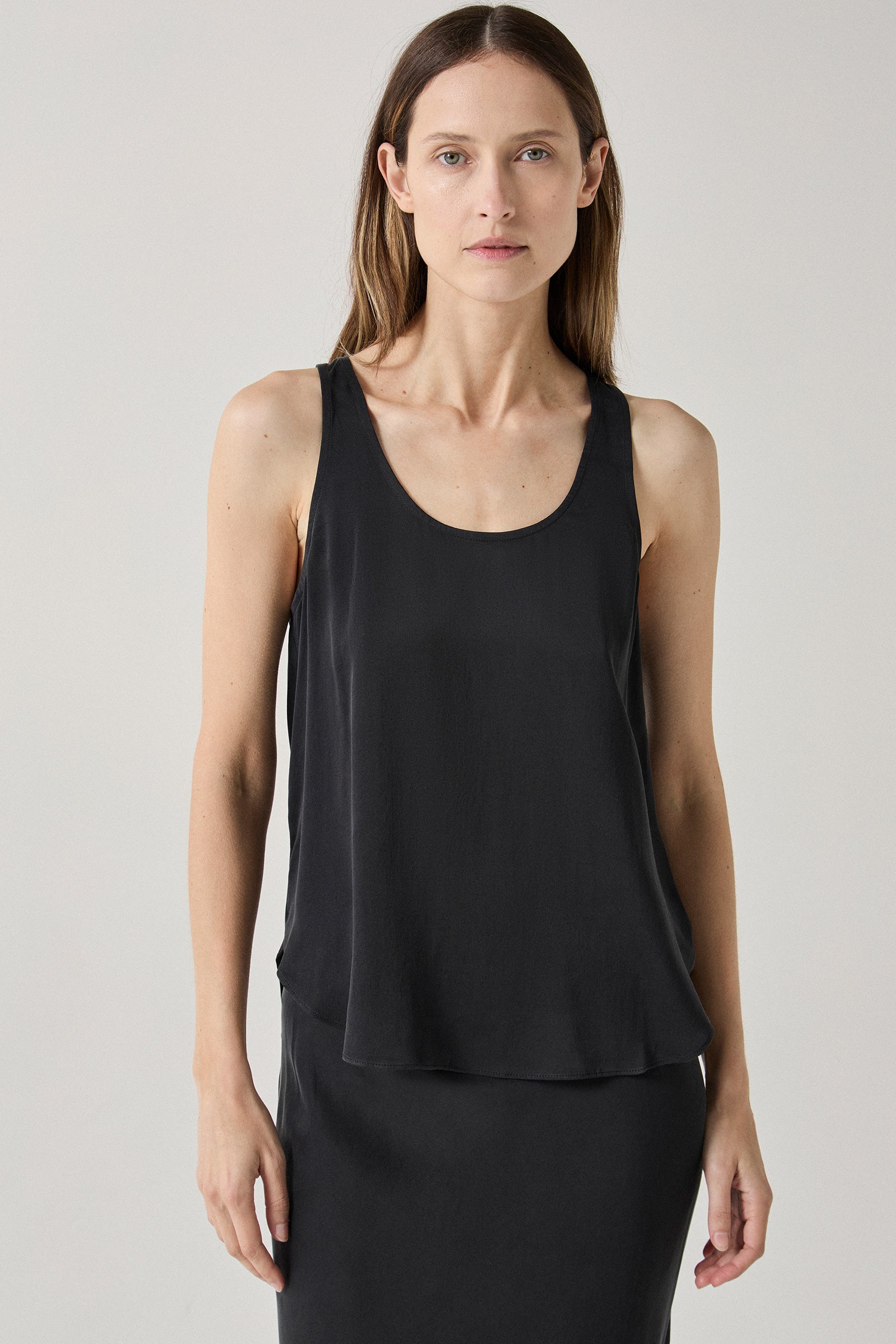Perfect Silk Tank - Black Sandwash