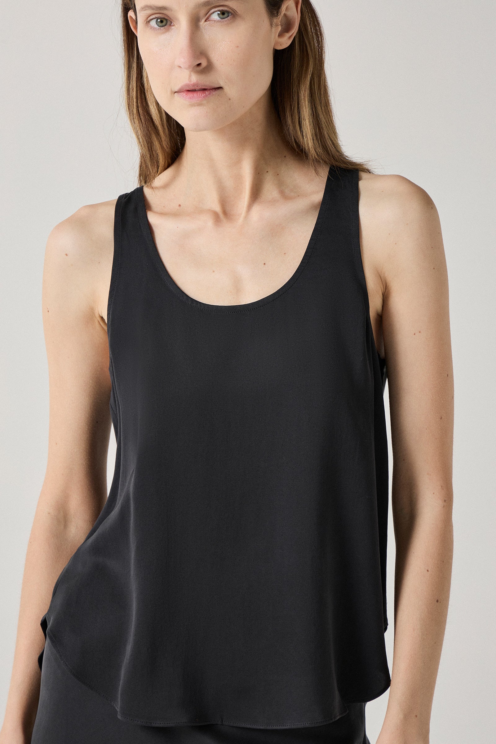 Perfect Silk Tank - Black Sandwash
