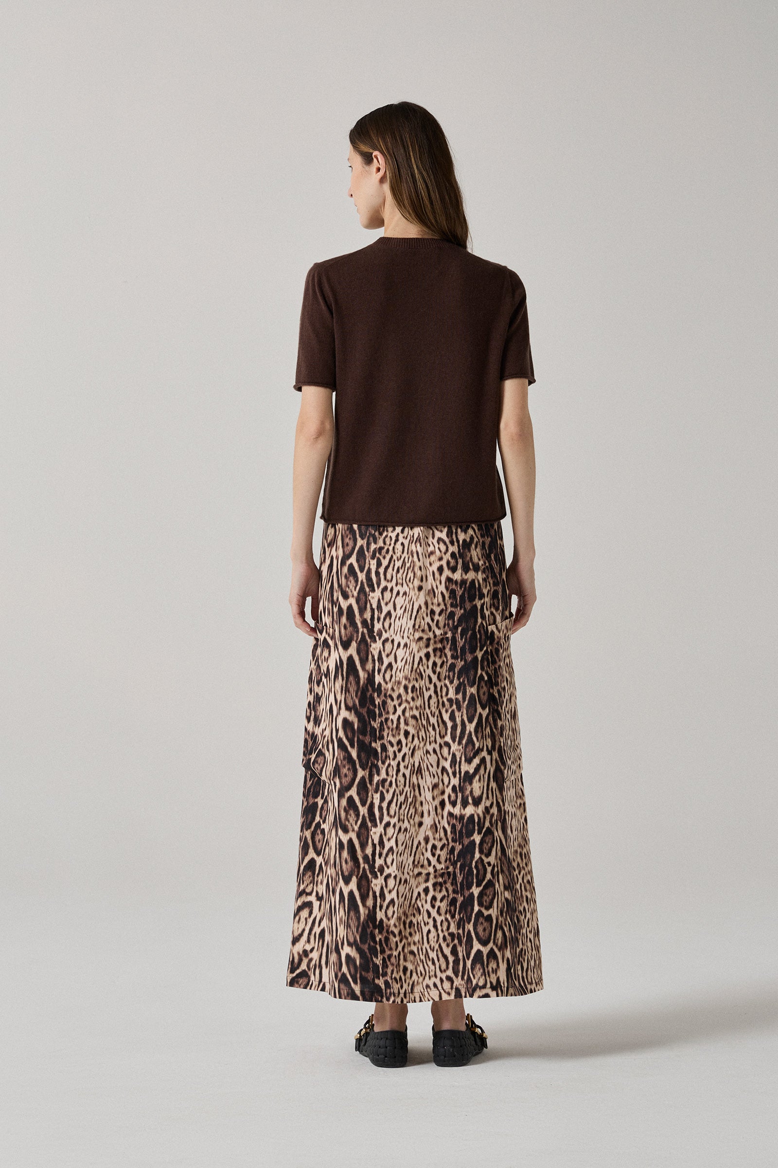 Easy Skirt - Leopard Brown Silk Linen