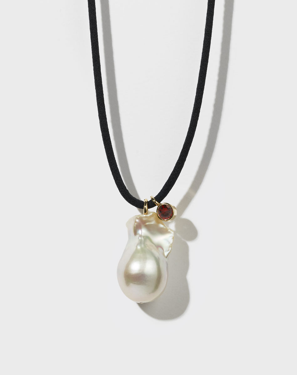 Meadowlark Cosmo Pearl and Stone Necklace - Gold/Garnet (main, duplicate)