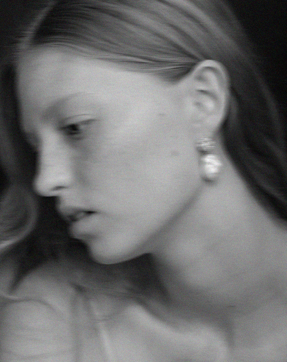 Meadowlark Emile Drop Earrings - Silver (on model b&w)