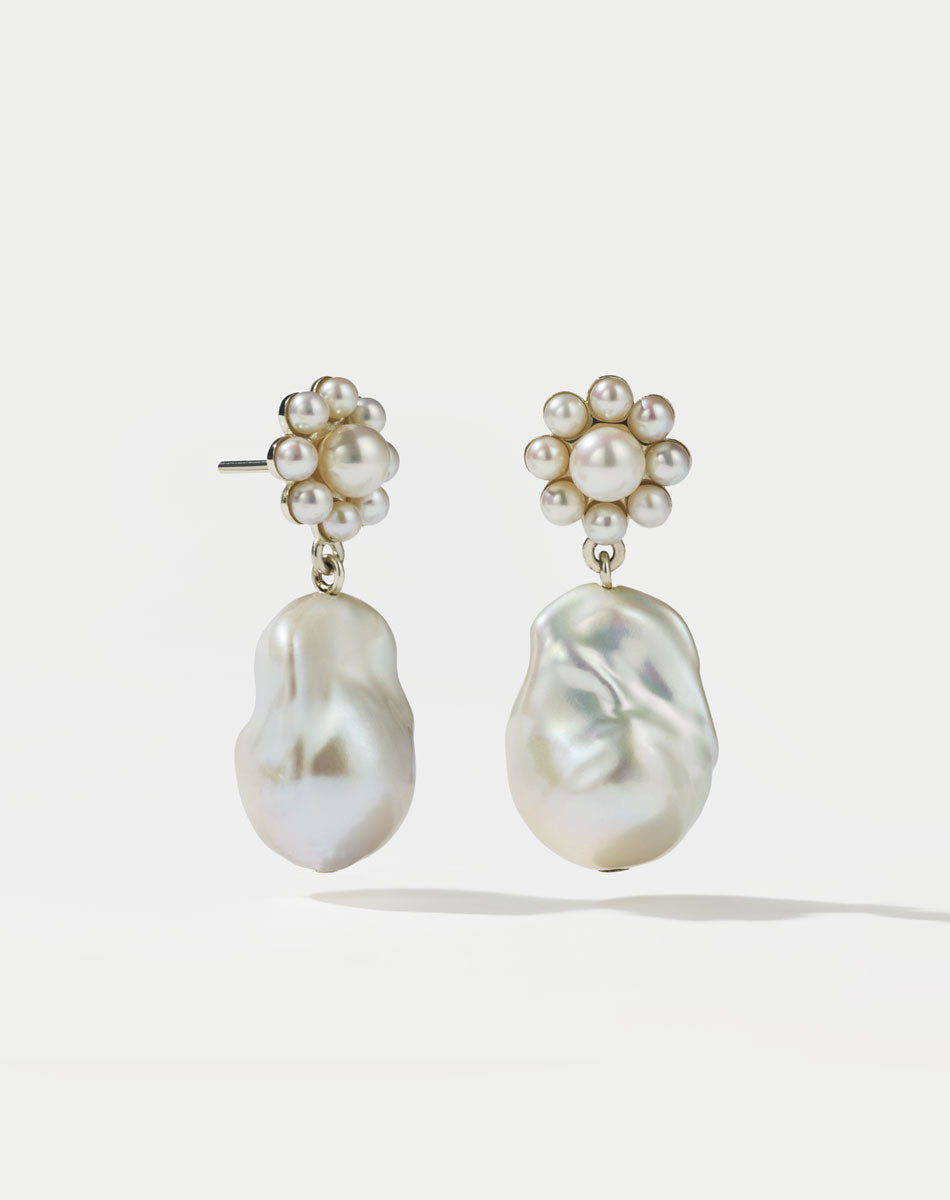 Meadowlark Emile Drop Earrings - Silver (flatlay)