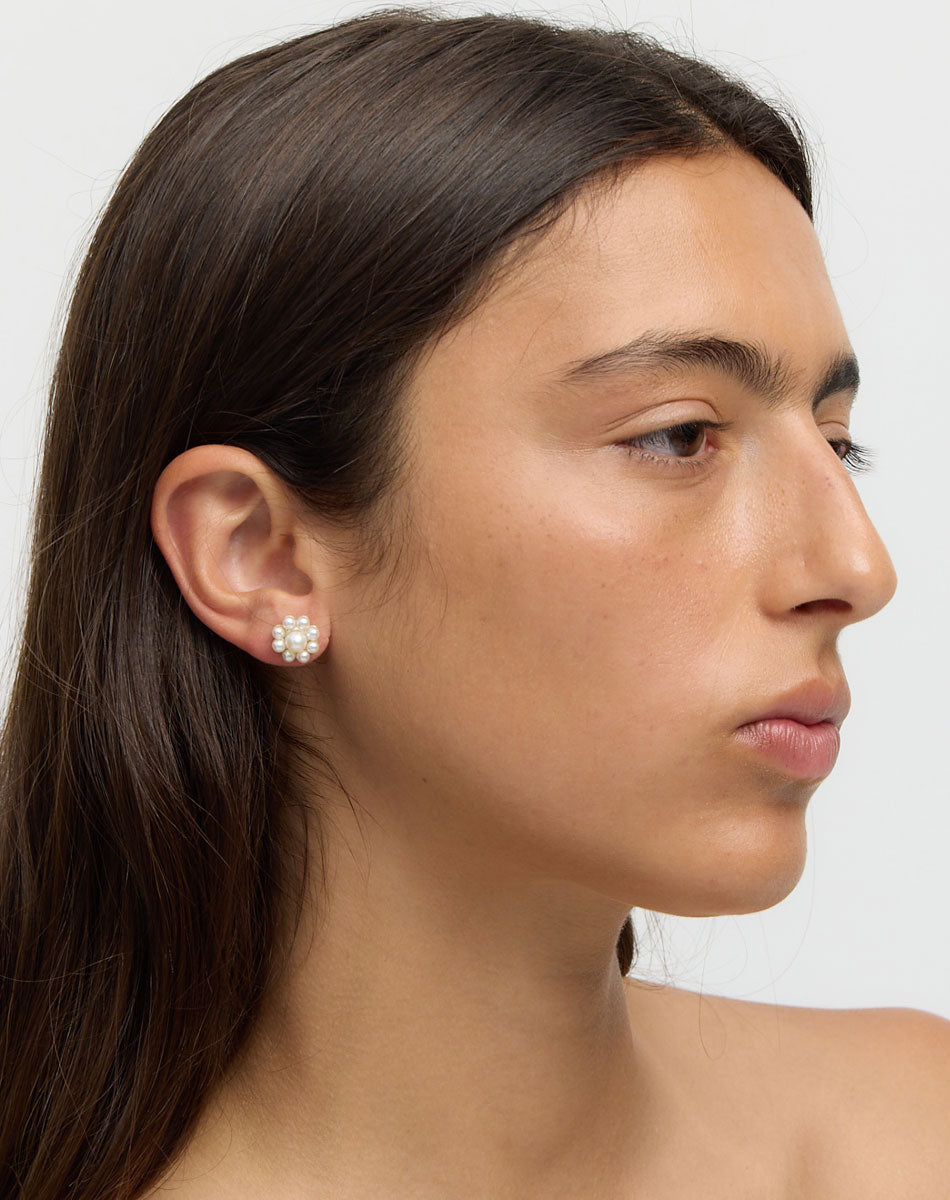 Meadowlark Emile Studs - Silver (on model)