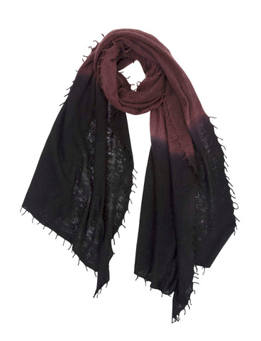 Felted Pure Cashmere Scarf - Black/Burgundy