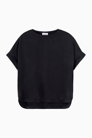Relaxed Silk T-Shirt - Black Sandwash