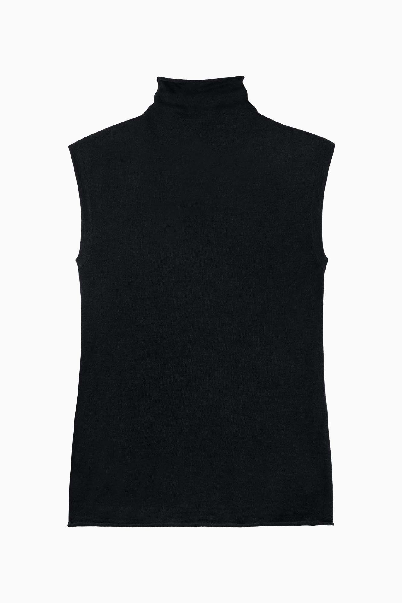Cashmere Sleeveless Top - Black