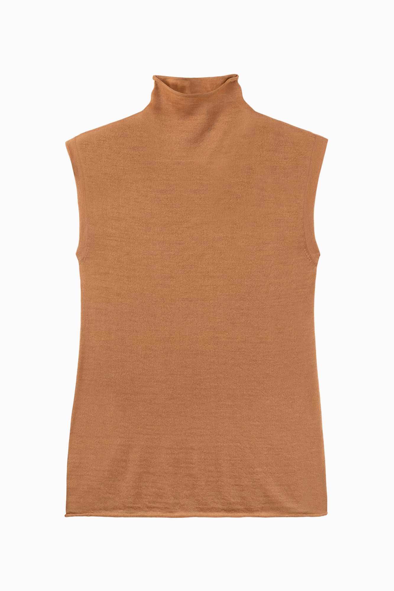 Cashmere Sleeveless Top - Caramel