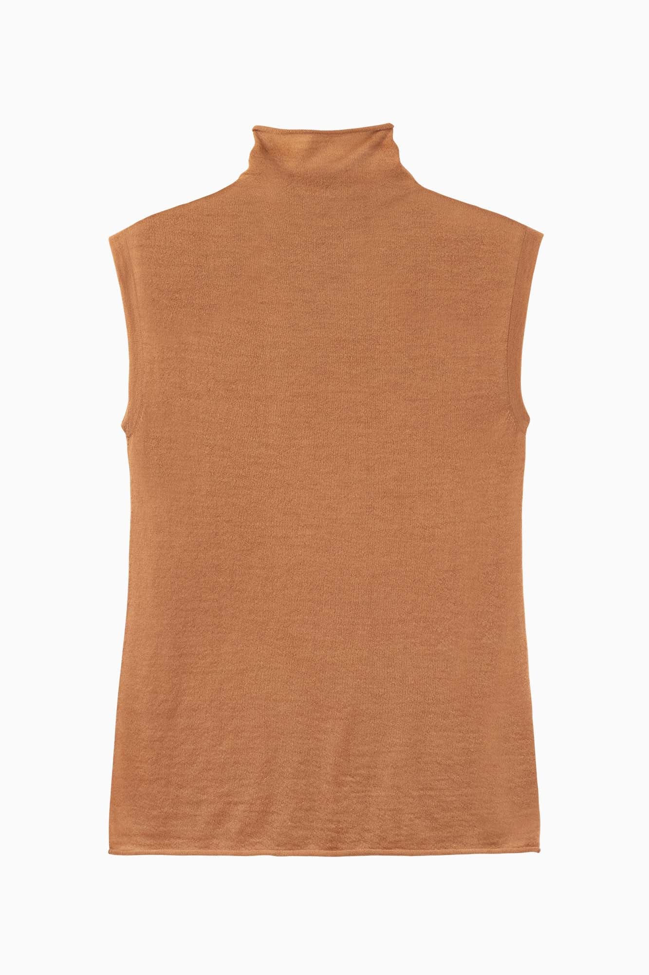 Cashmere Sleeveless Top - Caramel