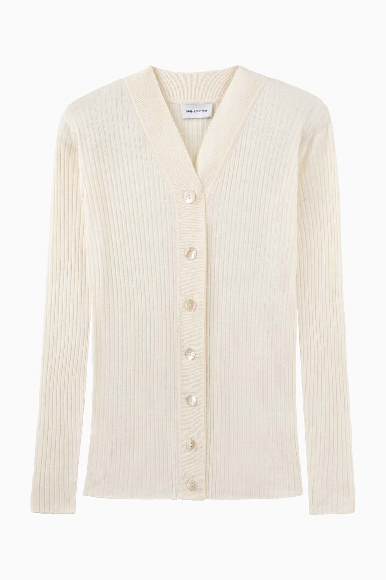 Ribbed Cashmere Cardigan - Cream