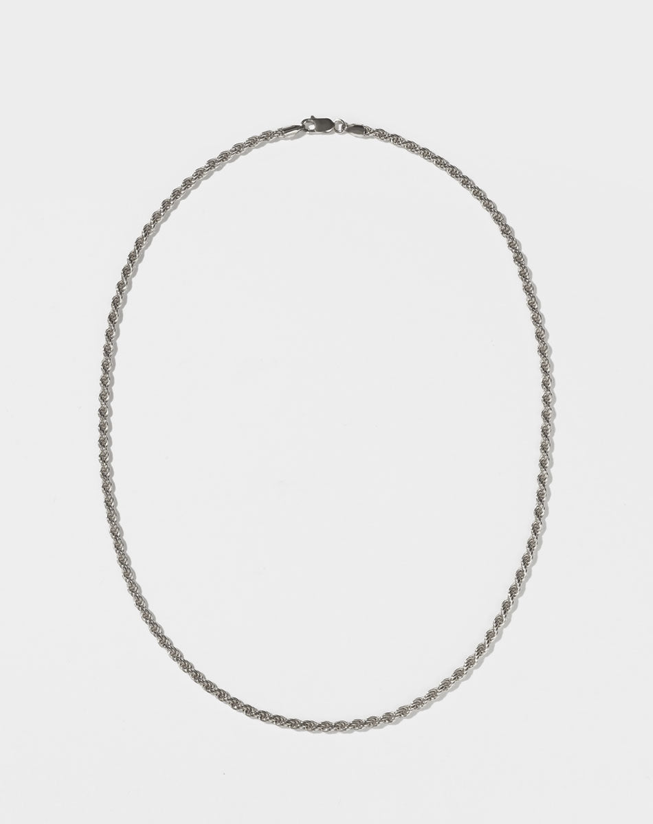 Meadowlark Rope Chain Necklace - Silver (flatlay alt angle)