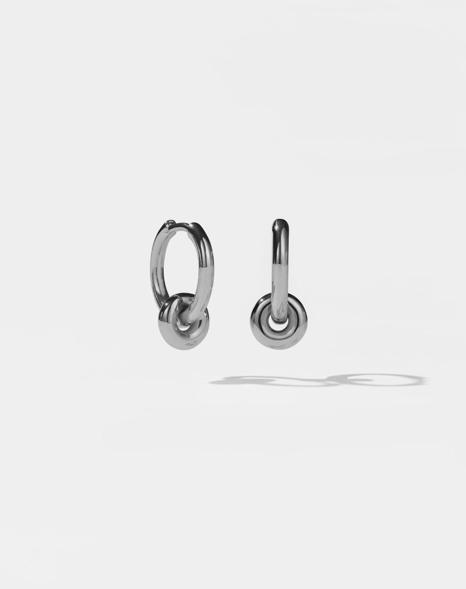 Meadowlark James Charm Earrings - Silver (flatlay)