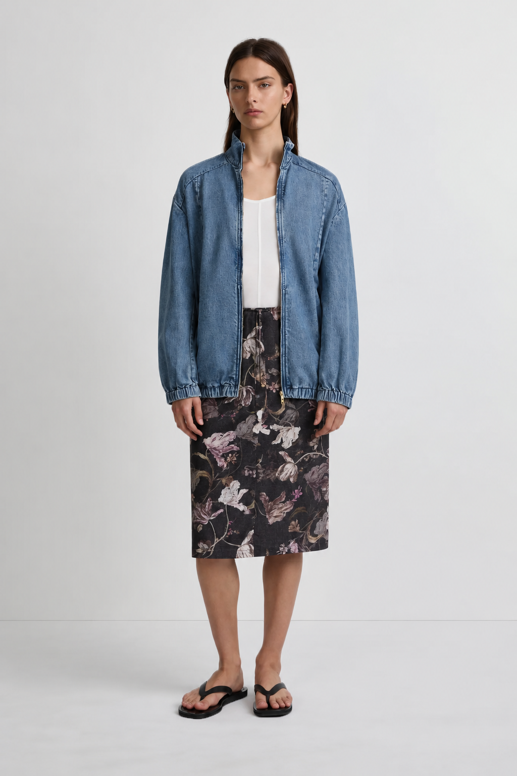Longline Bomber - Aged Denim