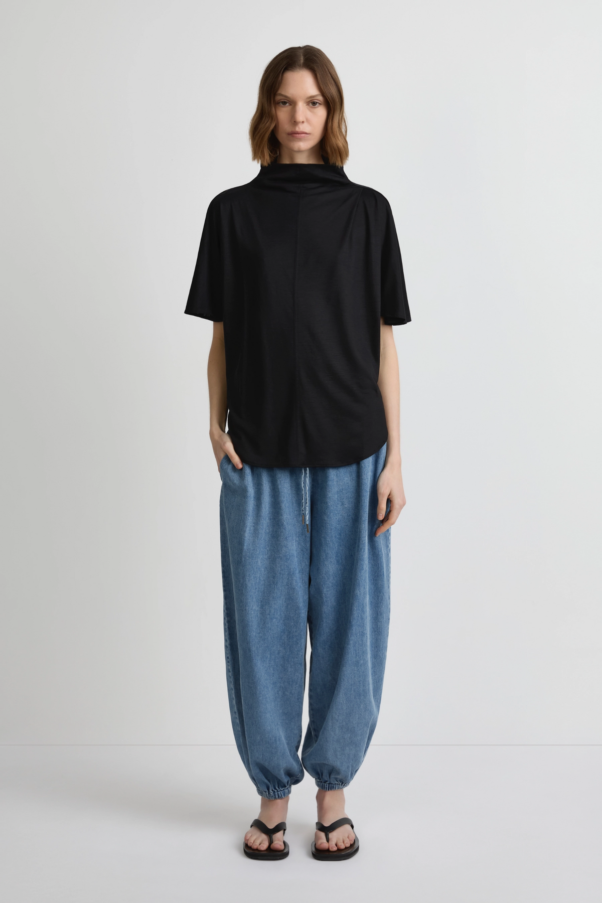Merino Draped T - Black