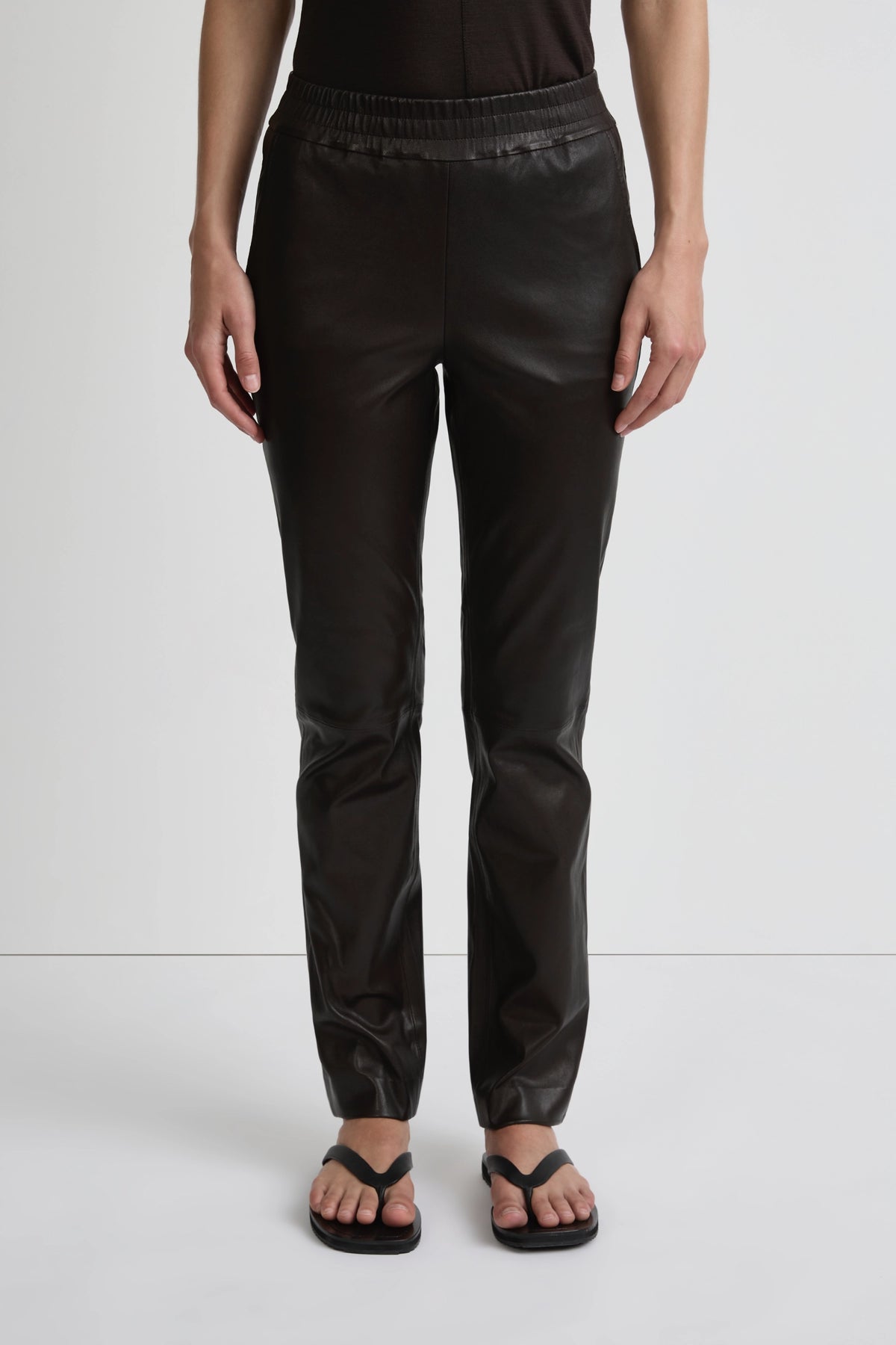 Stretch Leather Straight Leg Pant - Cafe Solo