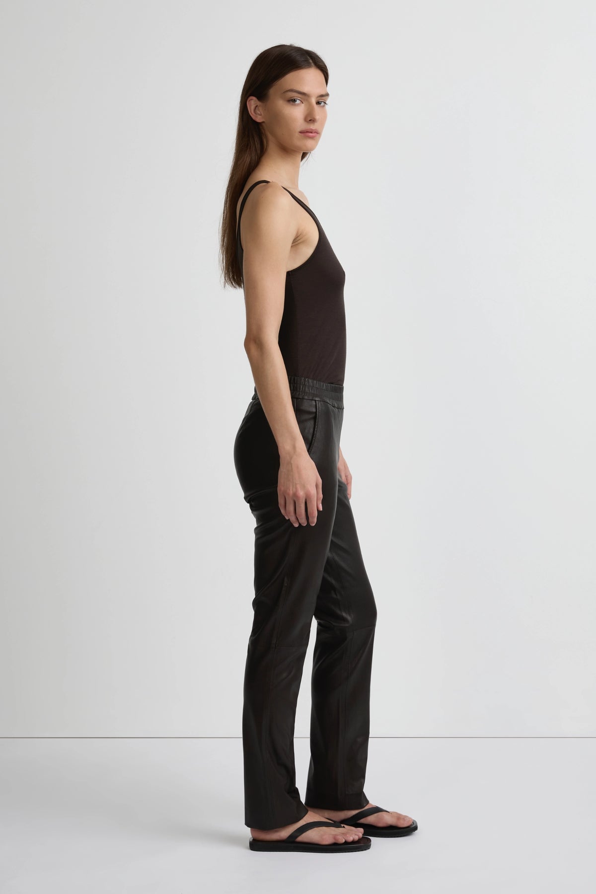 Stretch Leather Straight Leg Pant - Cafe Solo
