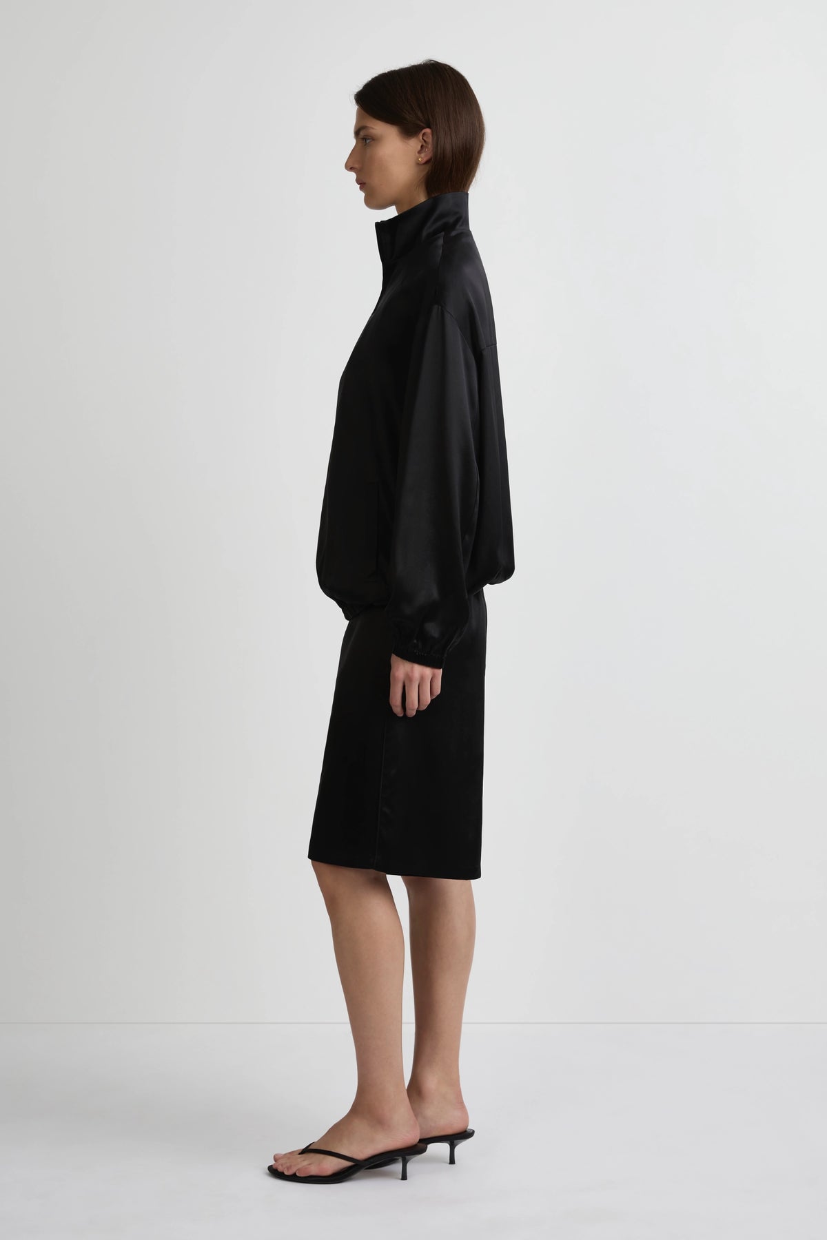Longline Bomber - Black Luxe Silk