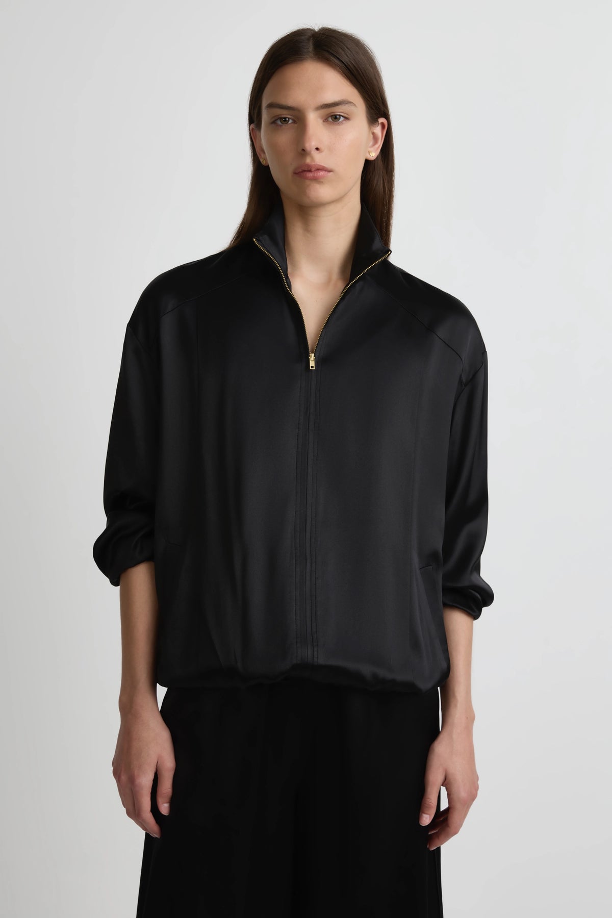 Longline Bomber - Black Luxe Silk