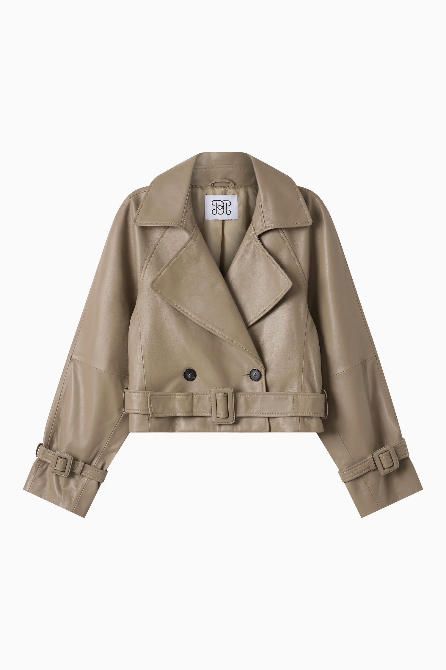Cropped Trench Coat - Putty Leather