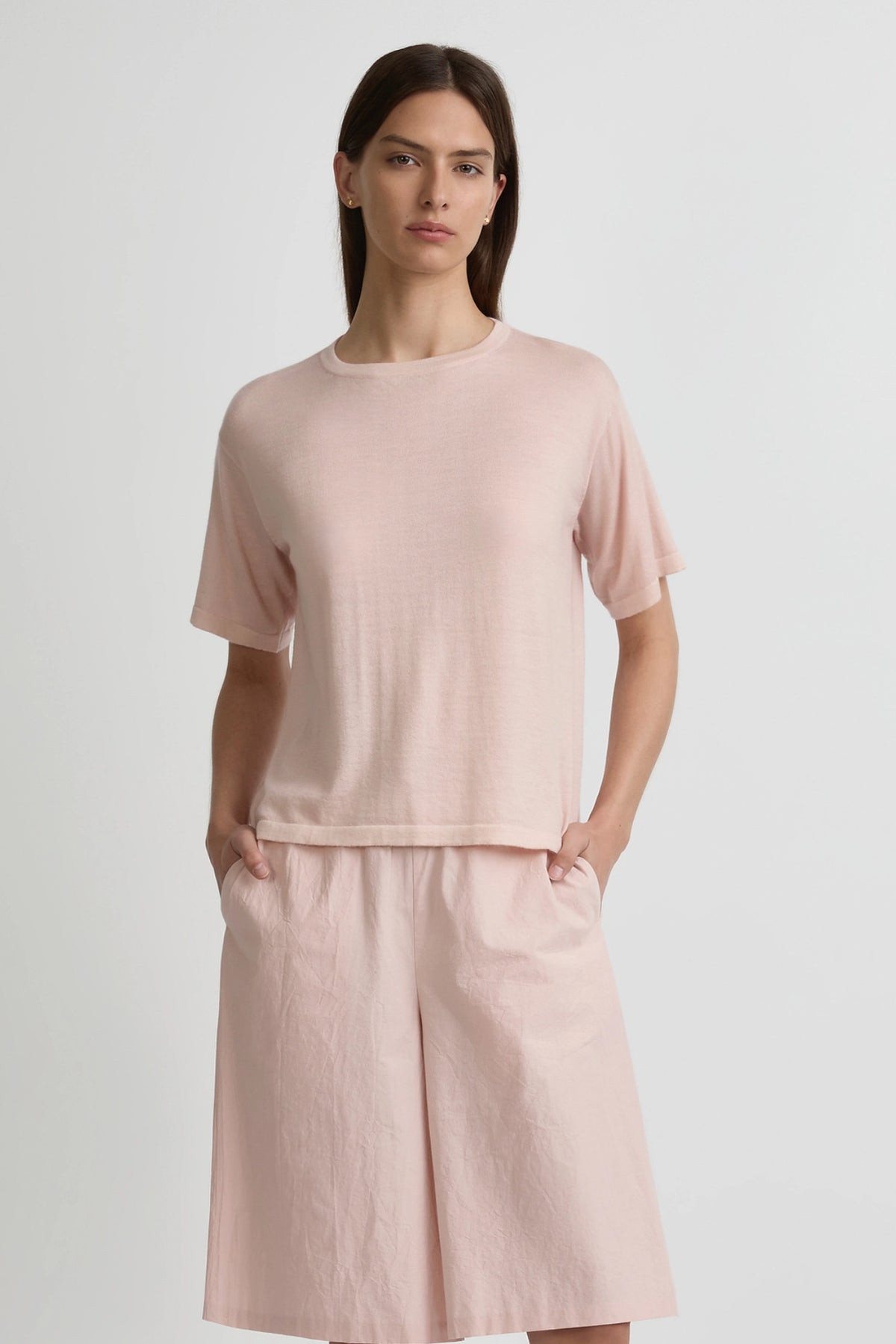 Longline Cashmere T - Almond Blossom