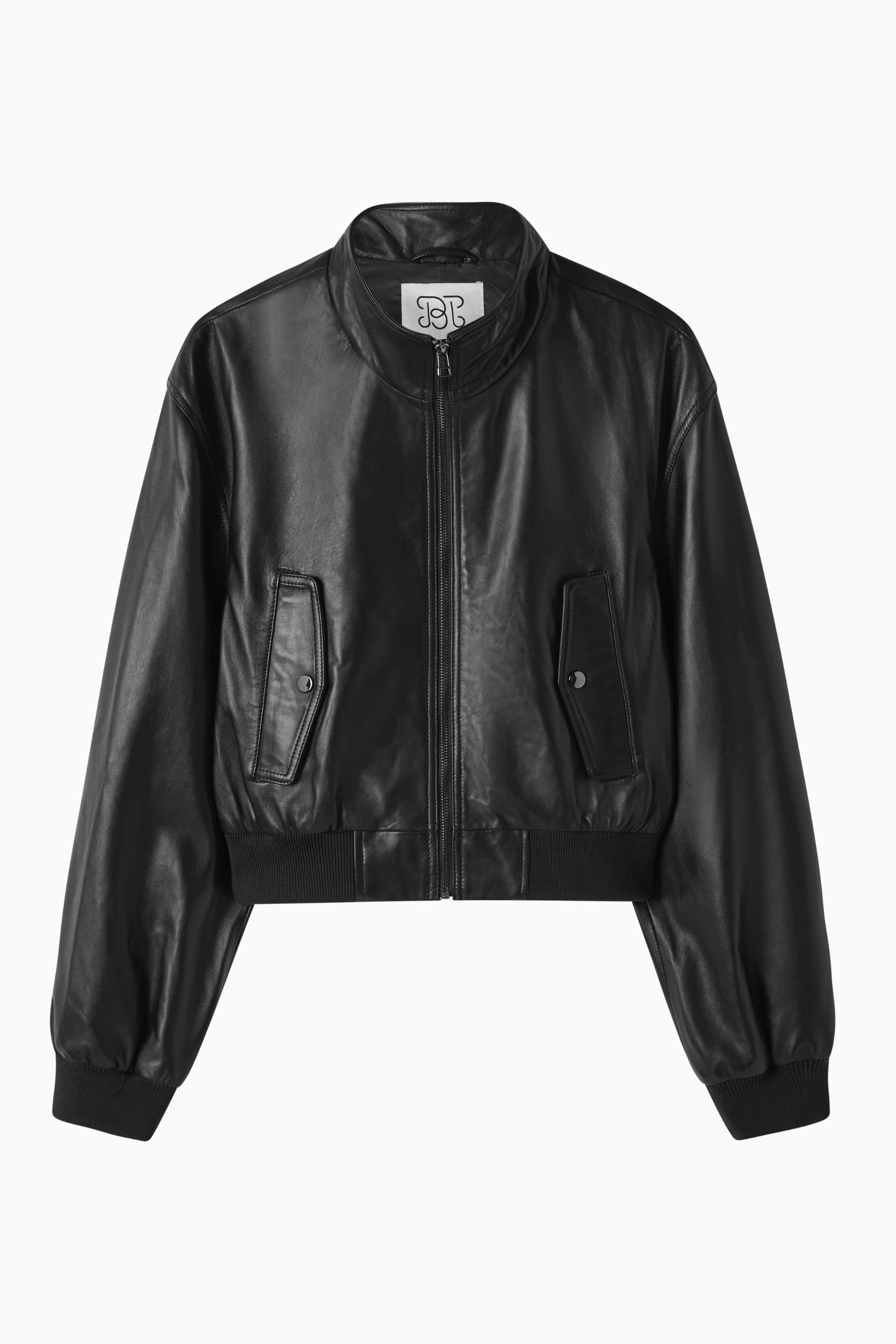 Leather Baby Bomber - Black