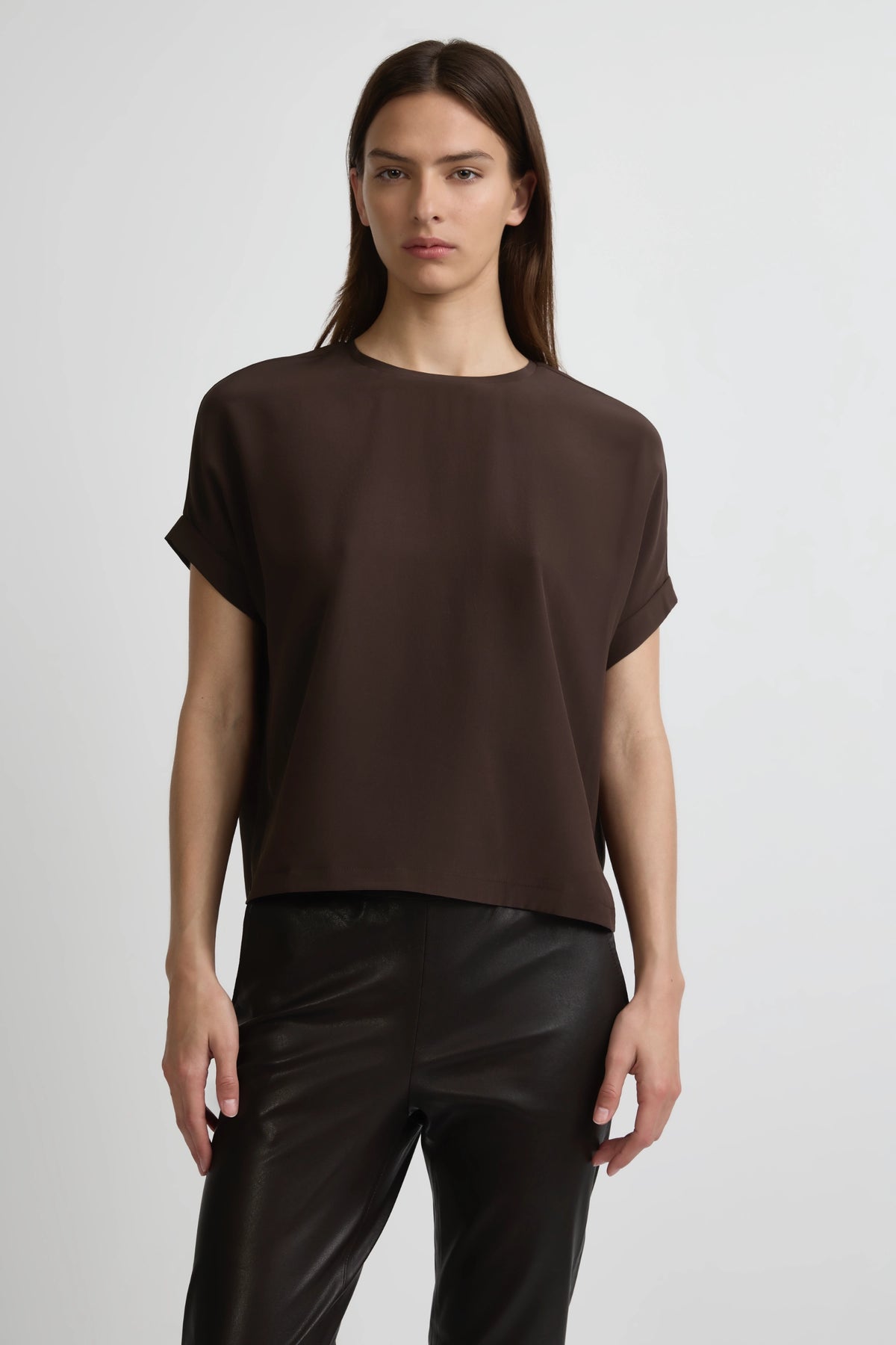 Relaxed Silk T-Shirt - Cafe Solo
