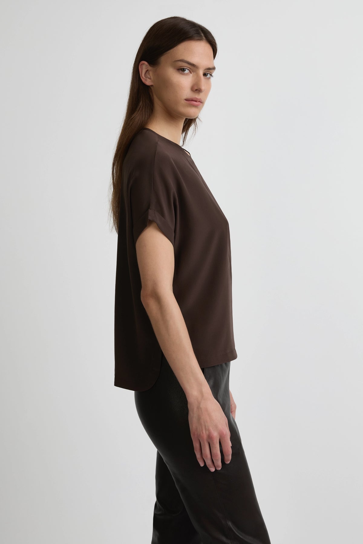 Relaxed Silk T-Shirt - Cafe Solo