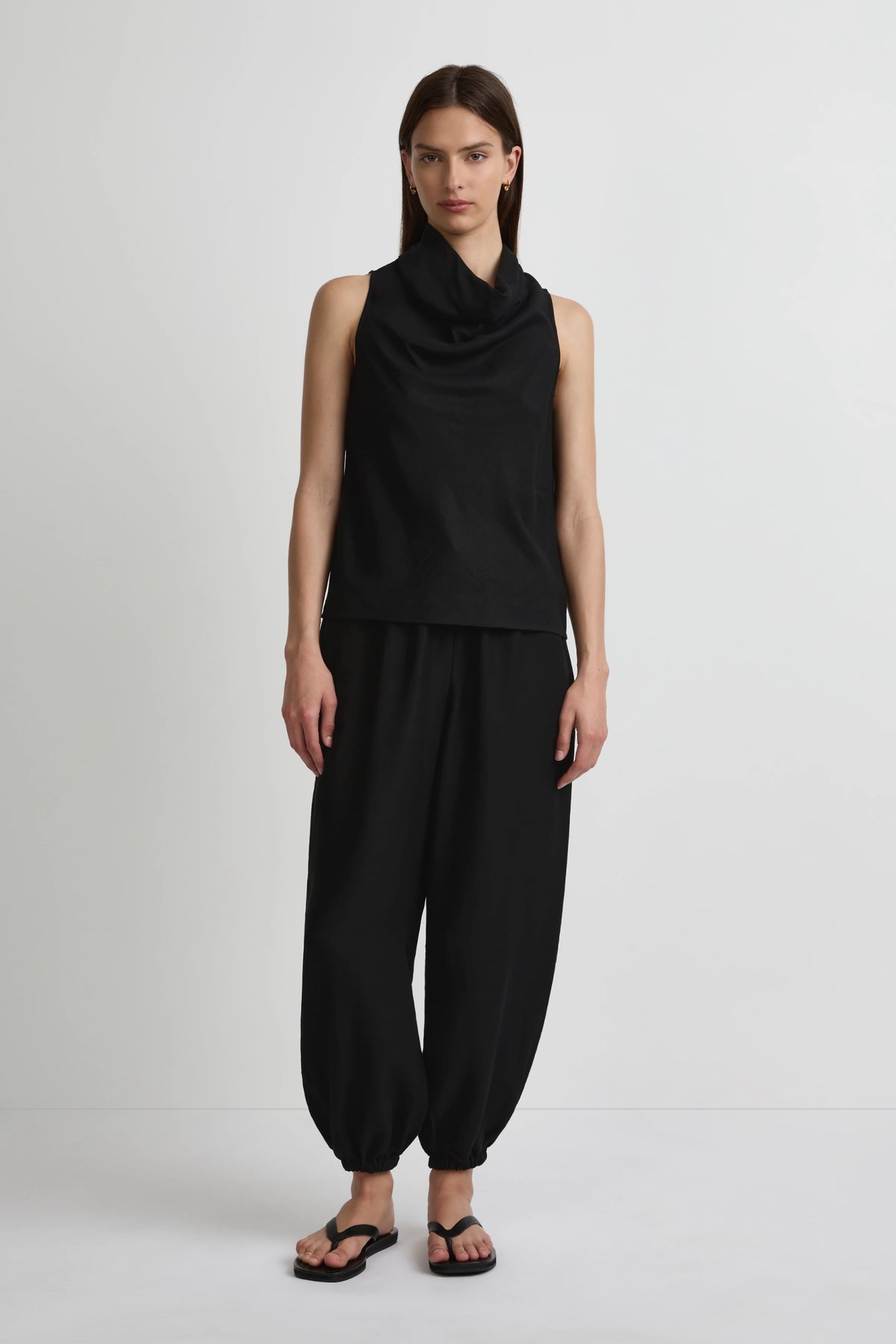 Studio Top - Black Silk Linen