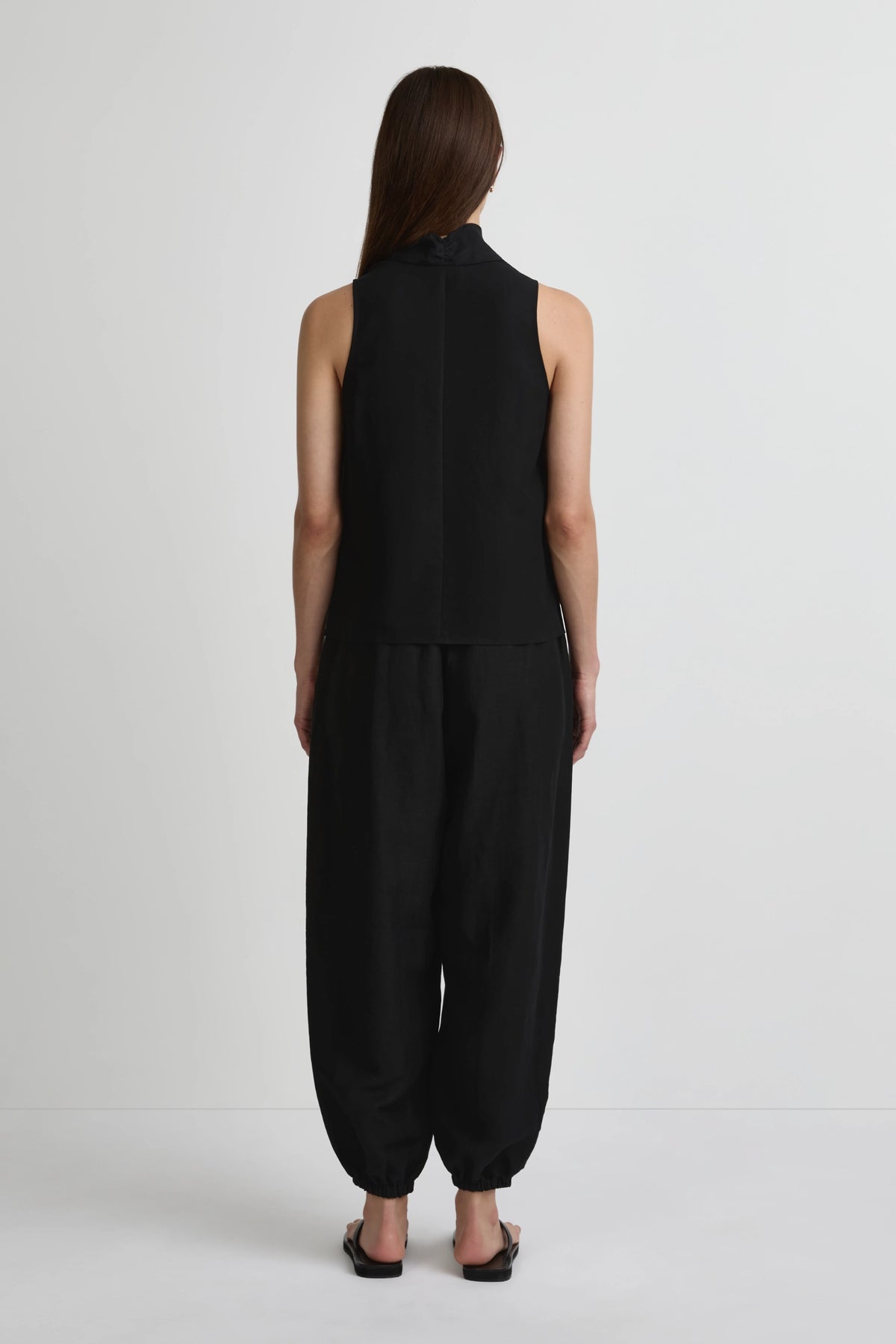 Studio Top - Black Silk Linen