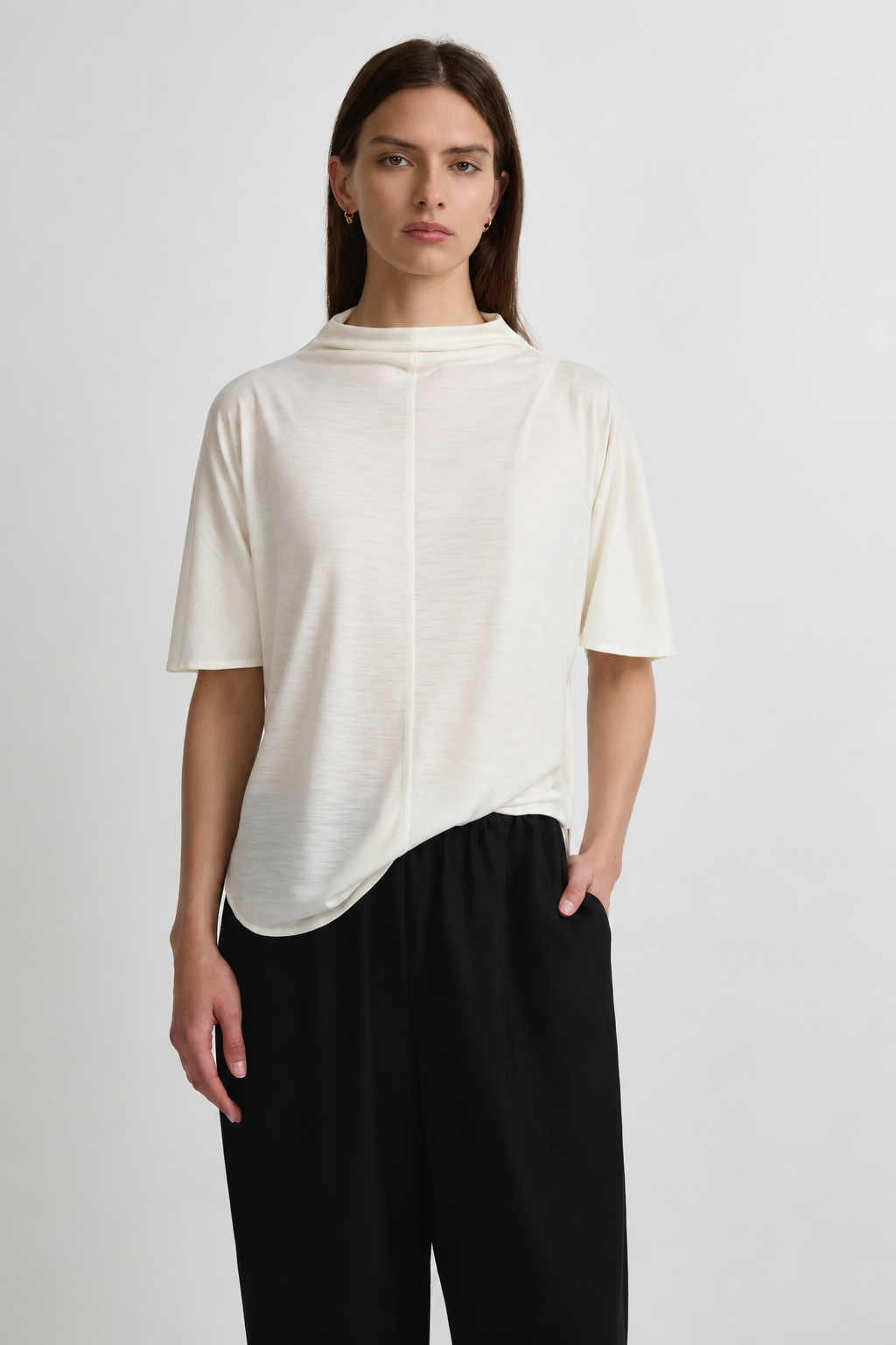 Merino Draped T - White