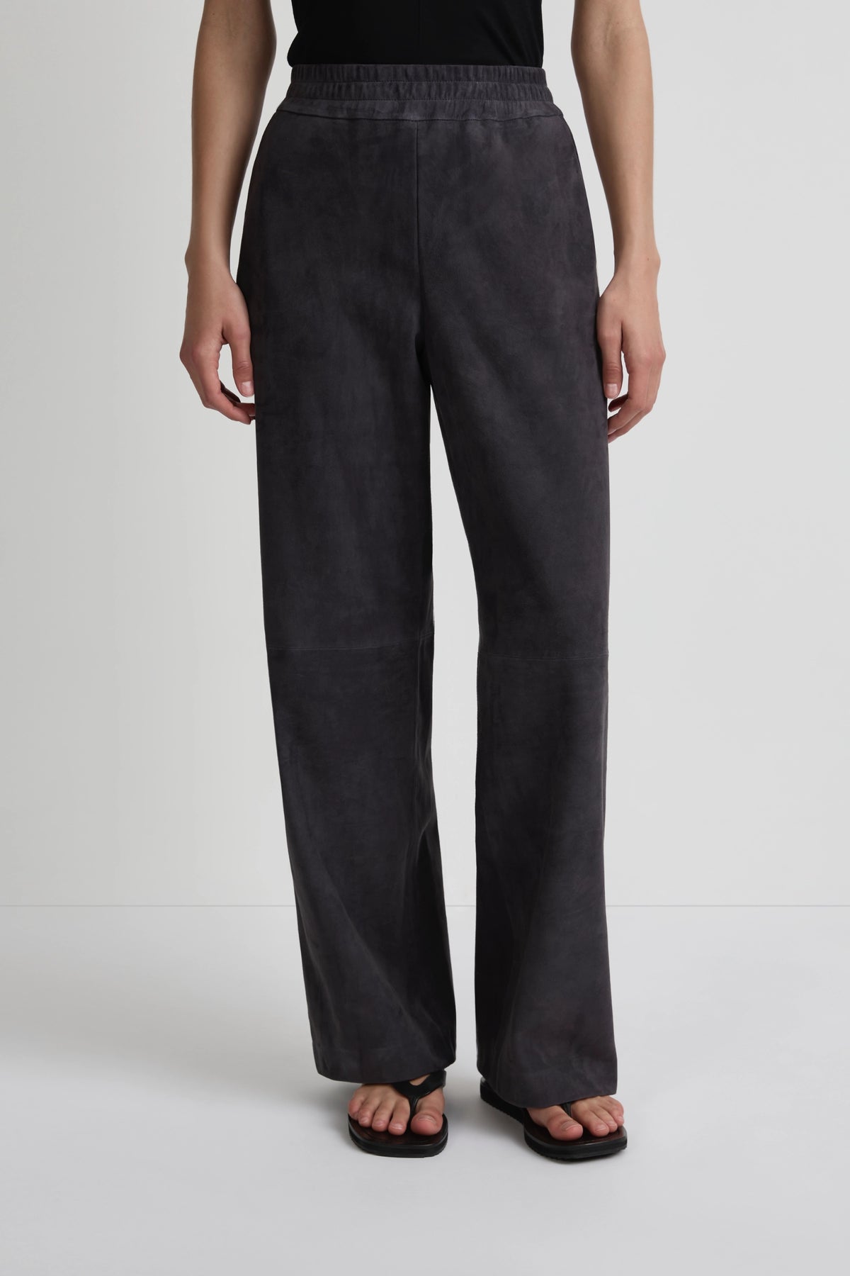 Relaxed Leather Pant - Navy Suede