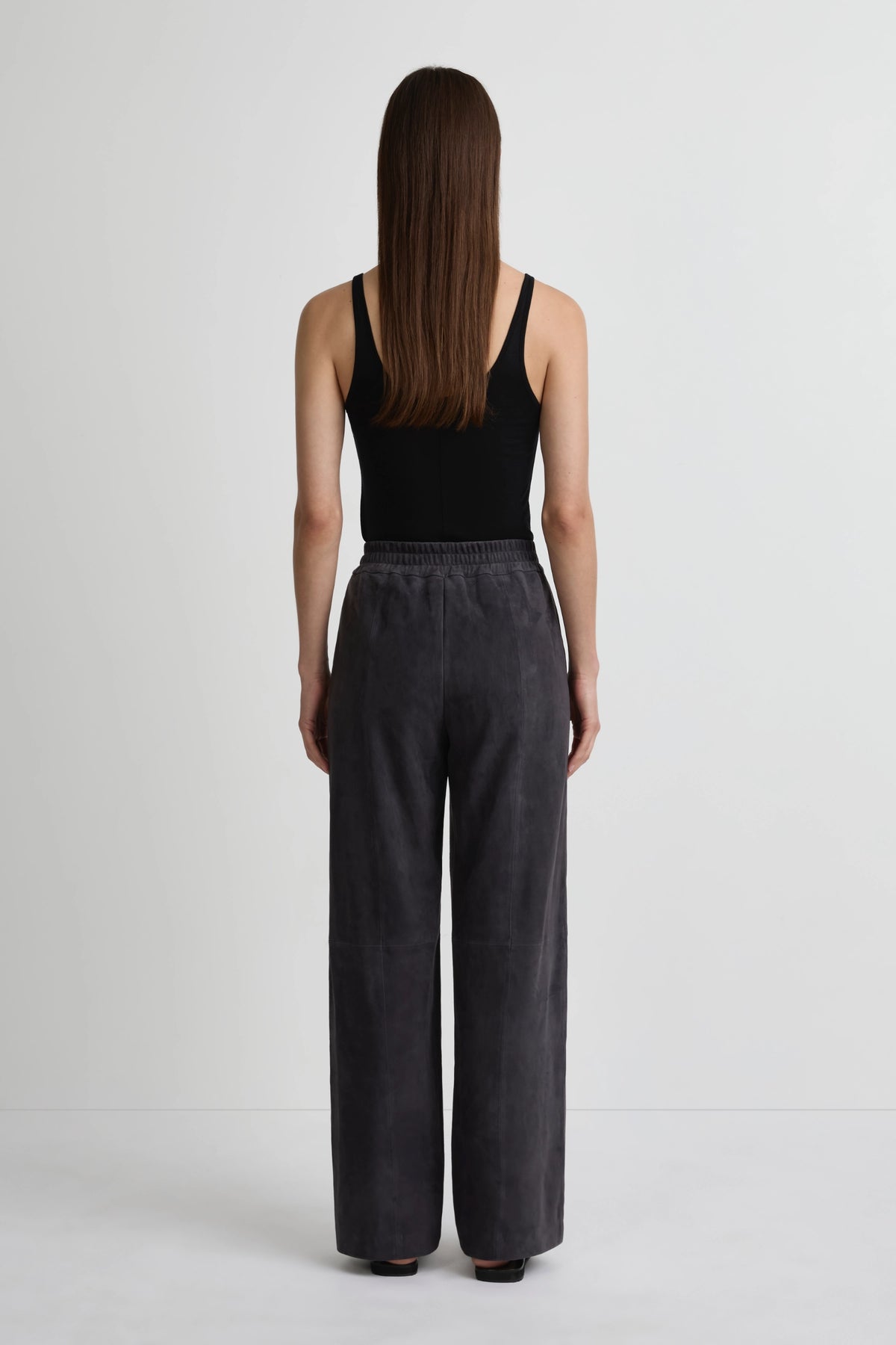 Relaxed Leather Pant - Navy Suede