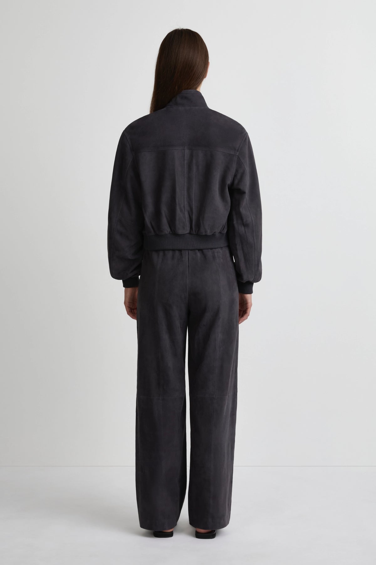 Leather Baby Bomber - Navy Suede