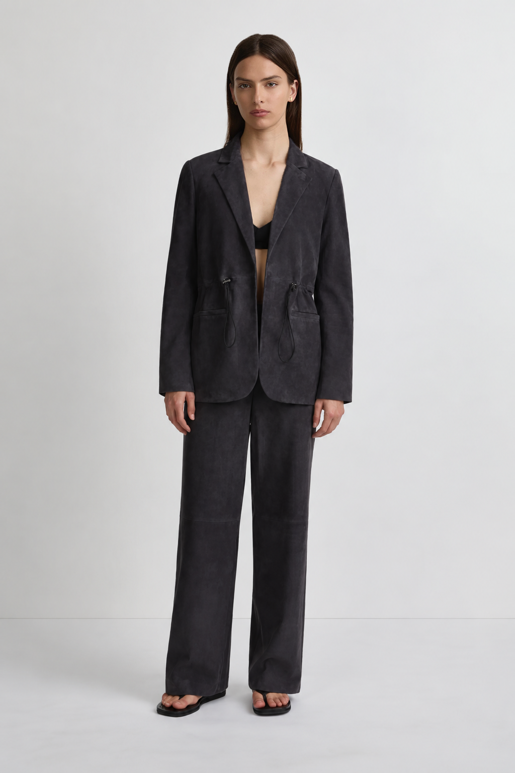 Cinched Blazer - Navy Suede