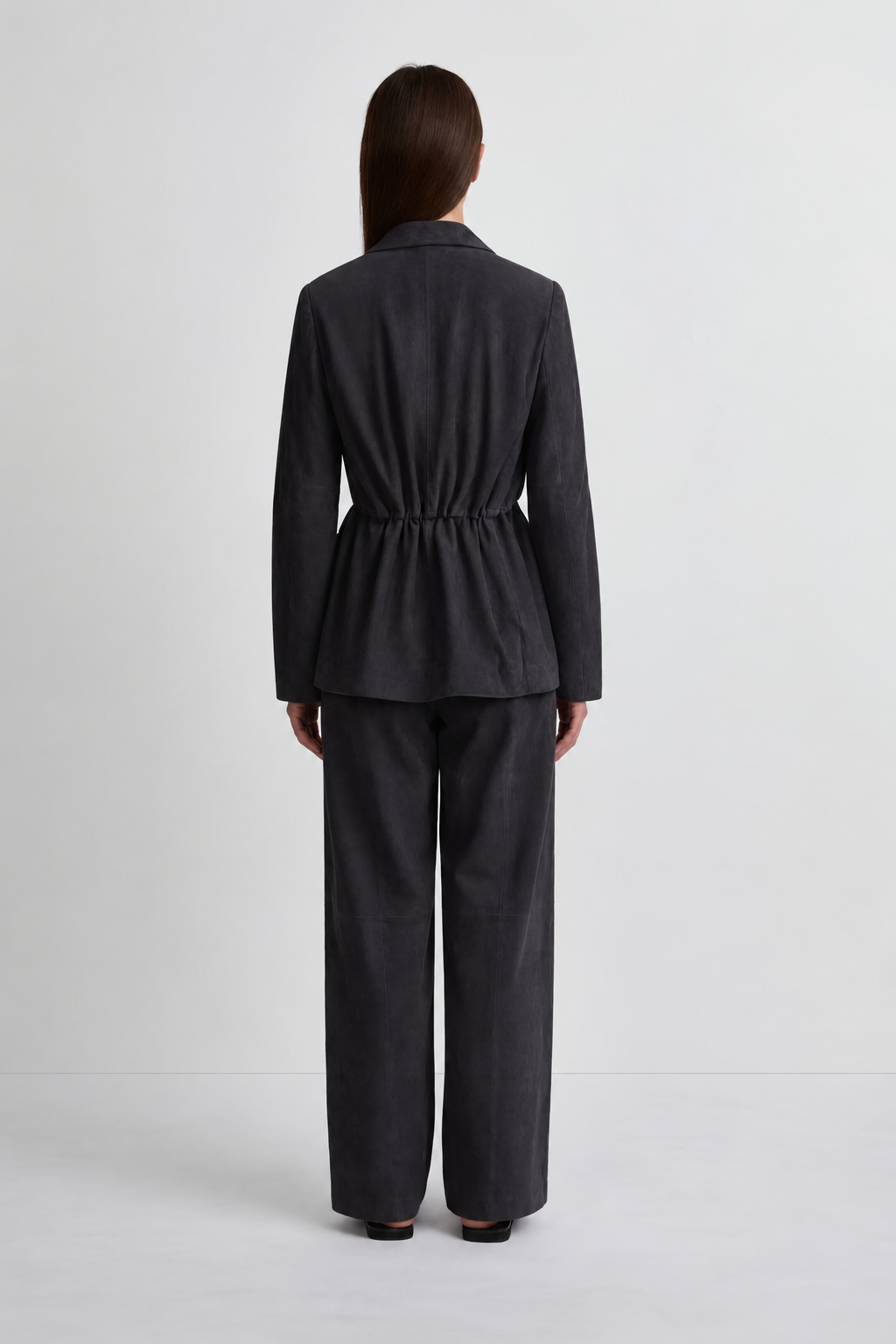 Cinched Blazer - Navy Suede