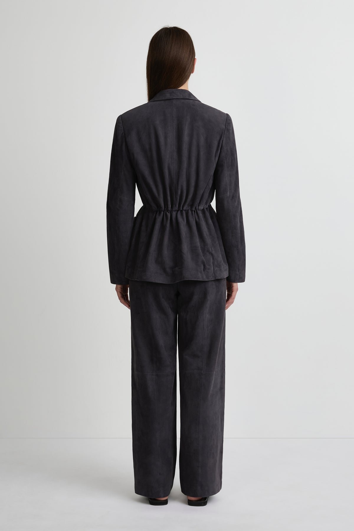 Cinched Blazer - Navy Suede