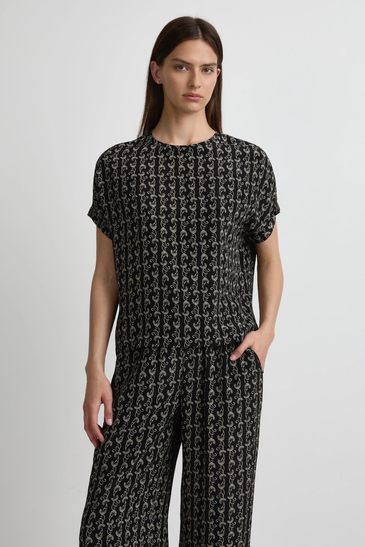 Relaxed Silk T-Shirt - Palma Print