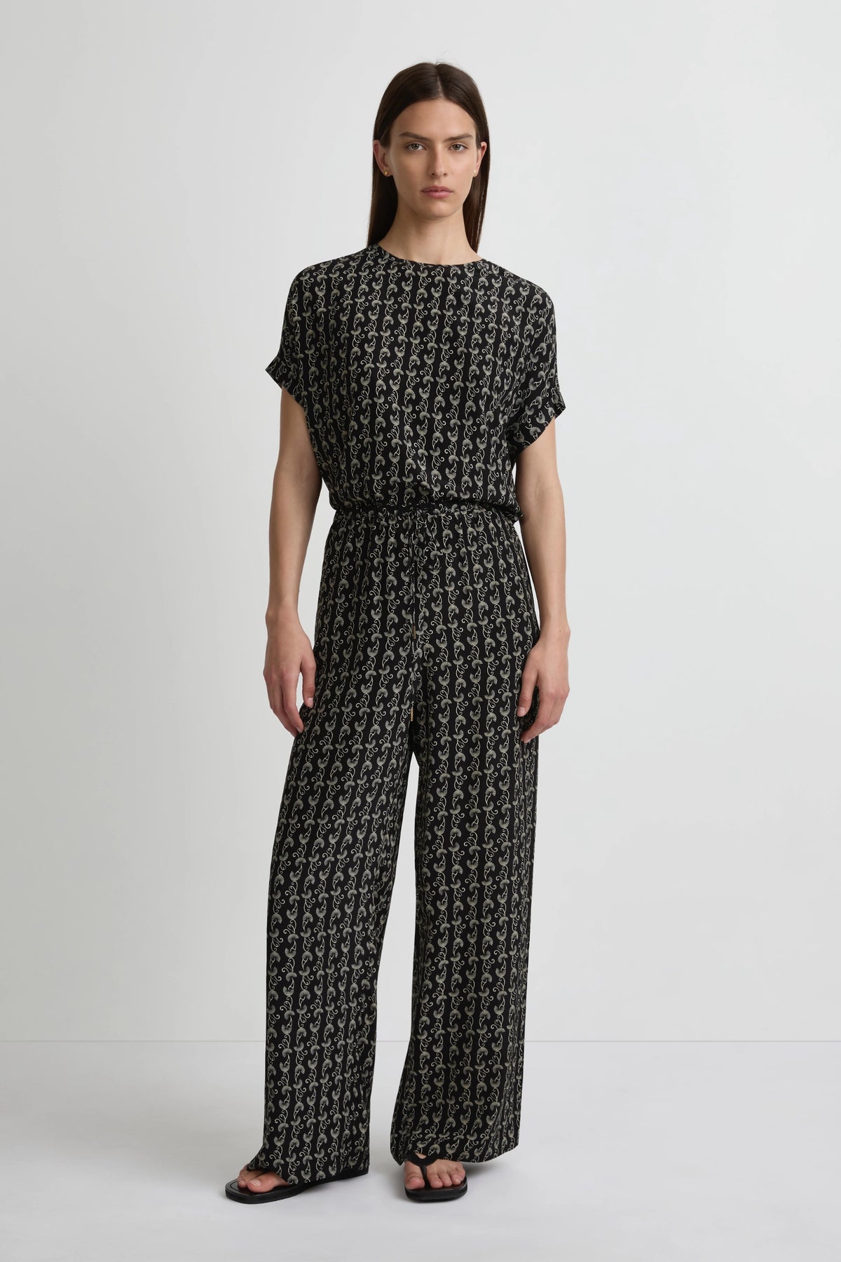 Relaxed Silk T-Shirt - Palma Print