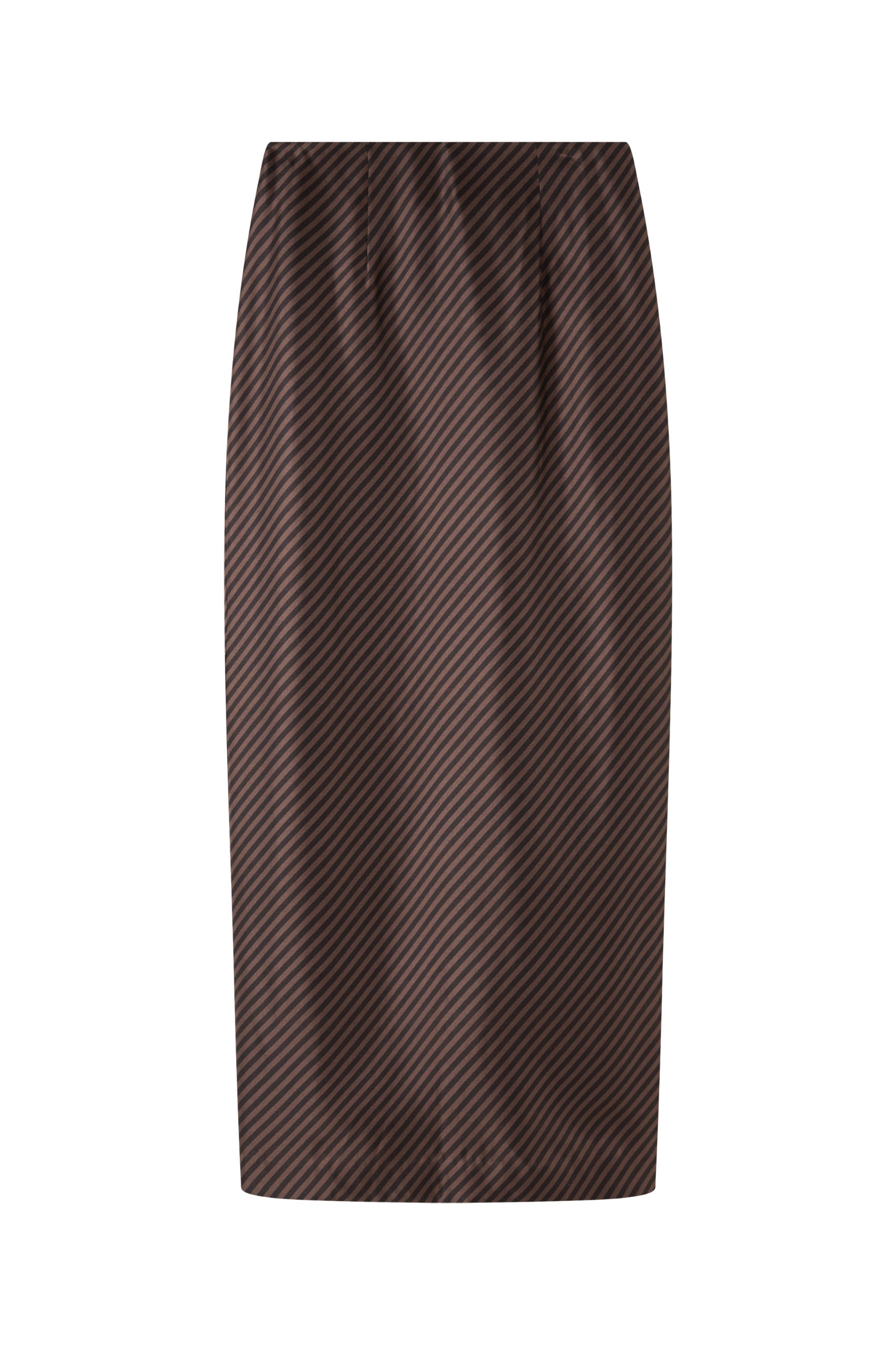 Column Skirt - Espresso Stripe Silk Twill
