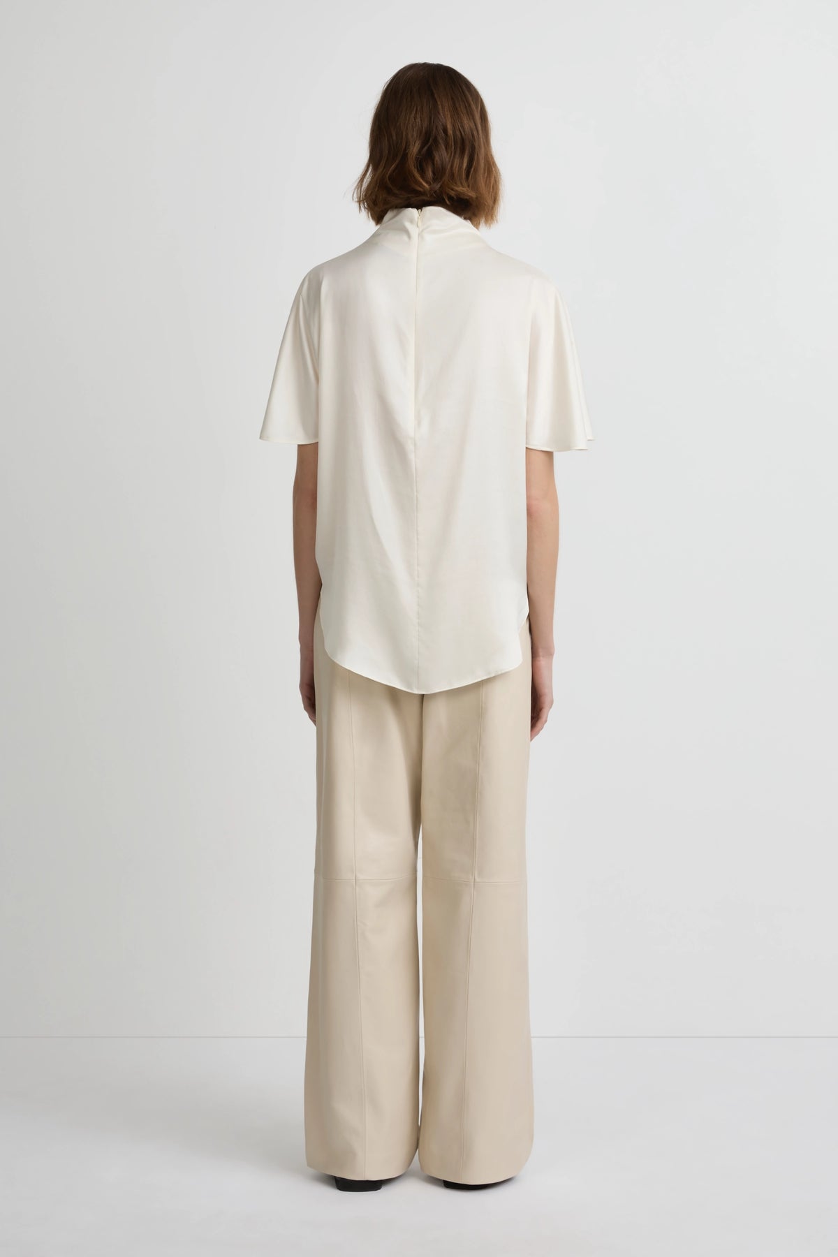 Draped T - Whisper White Silk Satin