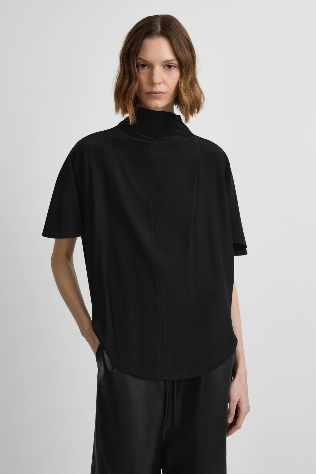 Draped T - Black Silk