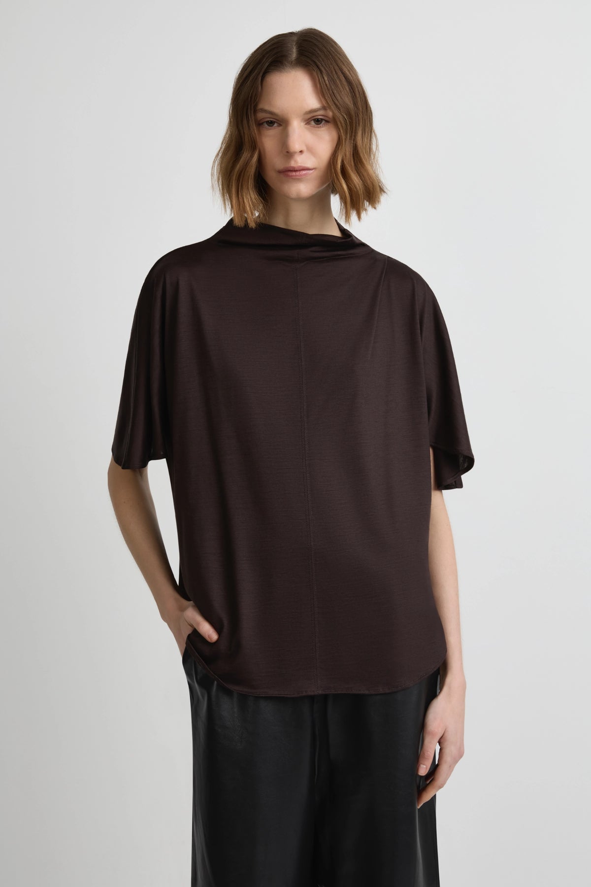 Merino Draped T - Espresso