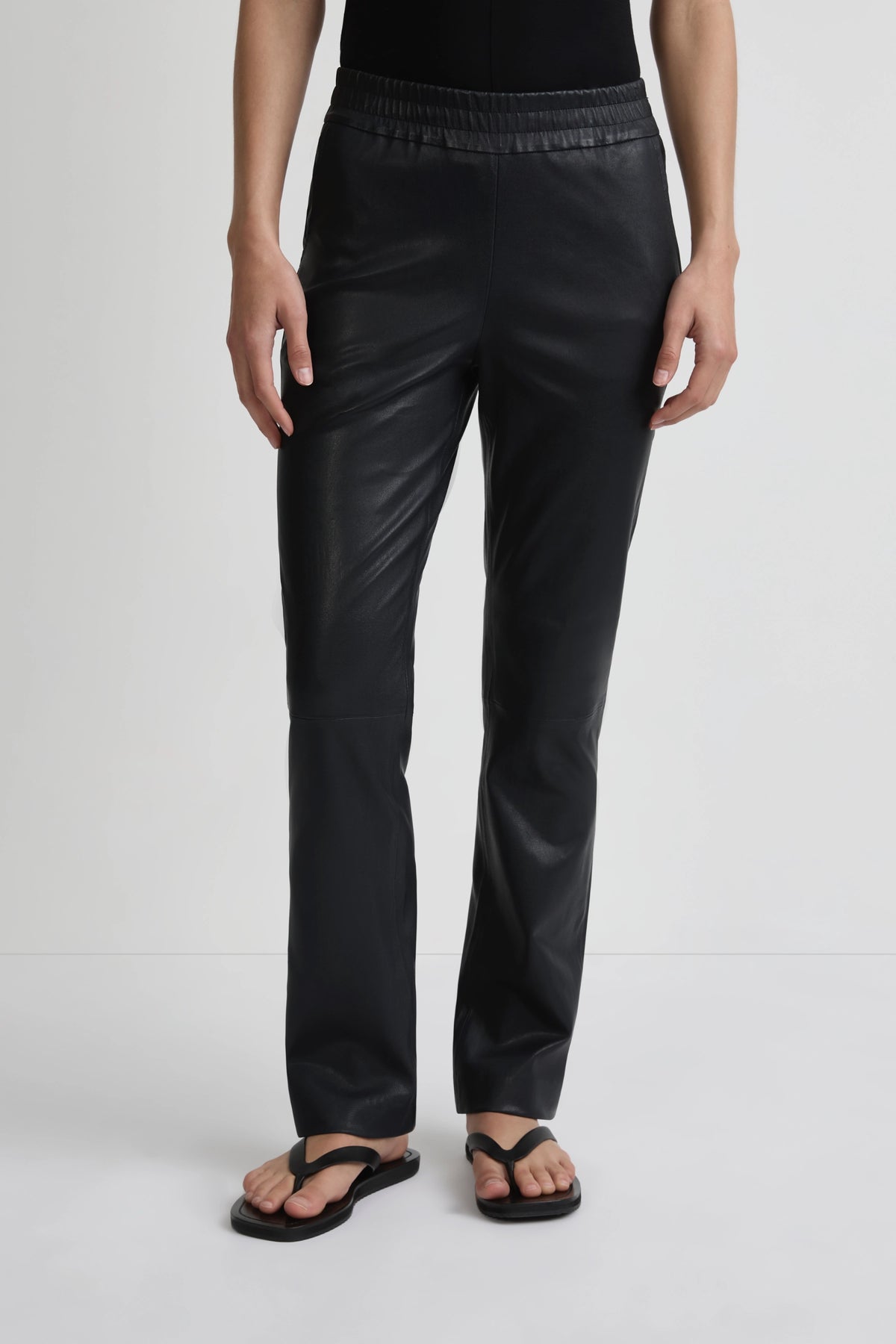 Stretch Leather Straight Leg Pant - Midnight Navy