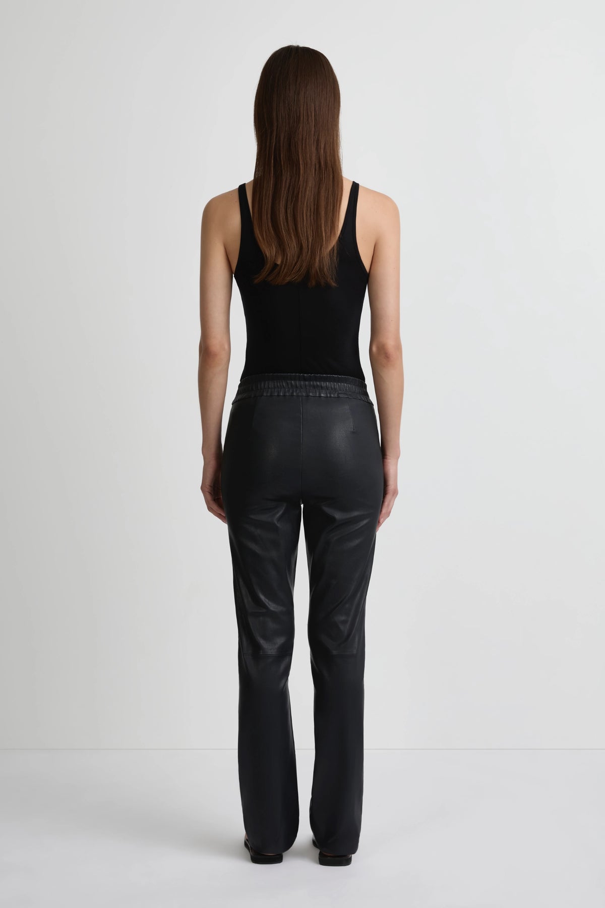 Stretch Leather Straight Leg Pant - Midnight Navy