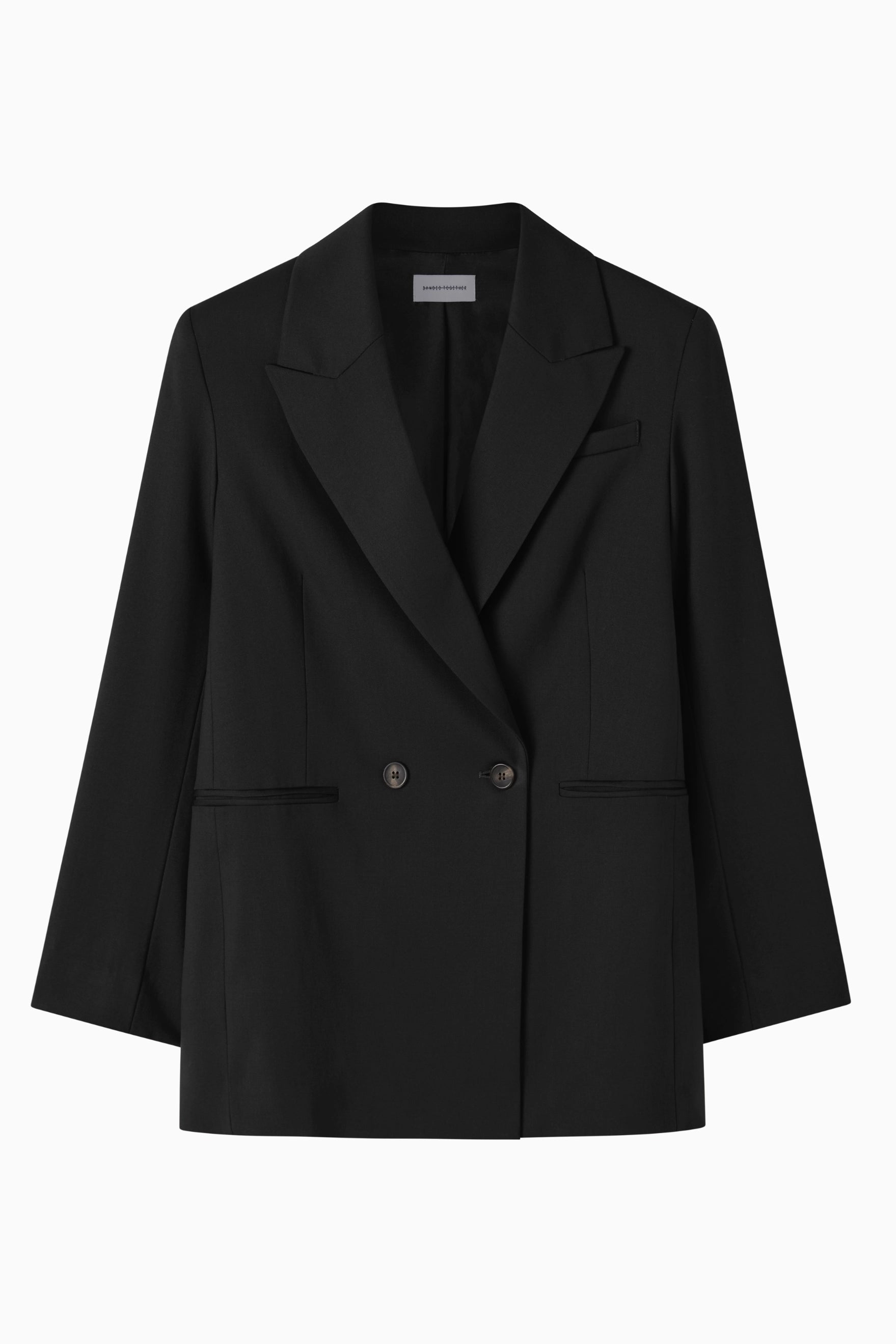 Double Breasted Wool Blazer - Black