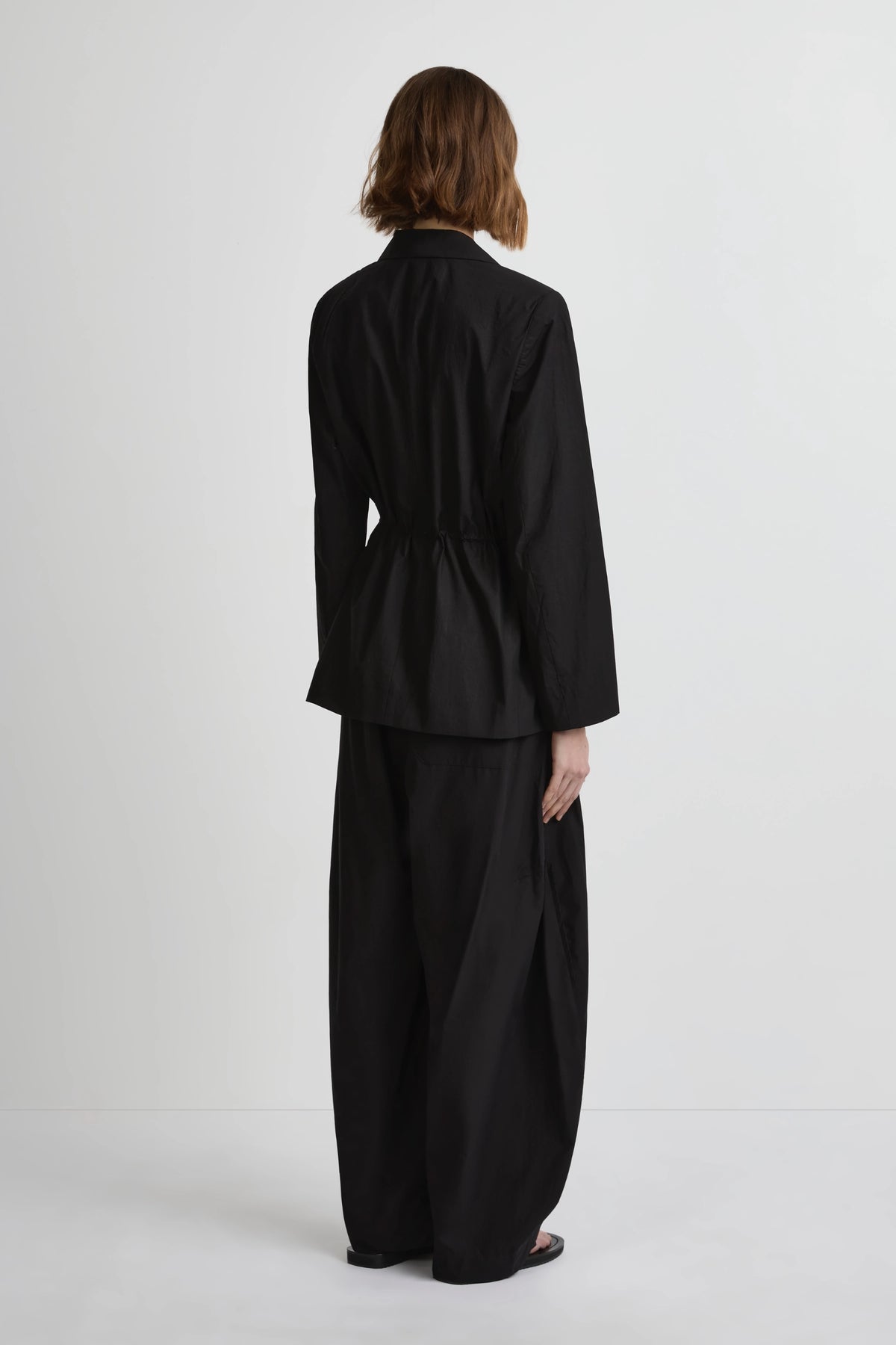 Cinched Blazer - Black Cotton